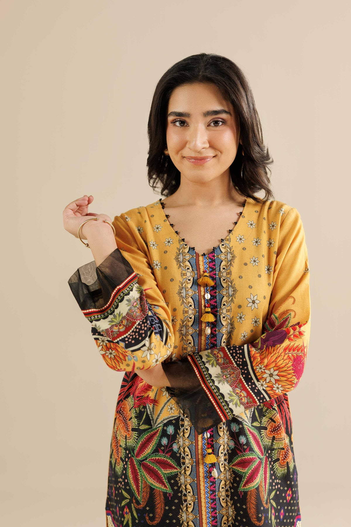 2 Piece - Printed Suit - PW25-328 Yellow Linen 2PC Printed Nishat Australia