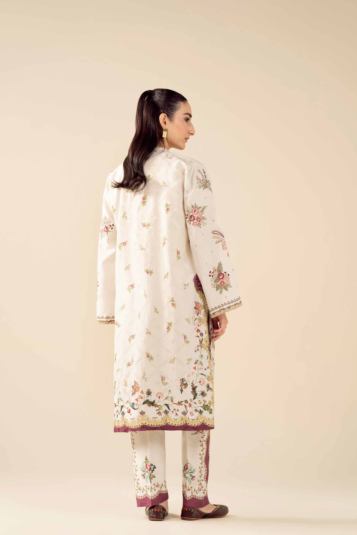 2 Piece - Printed Embroidered Suit - PW25-329 White Jacquard 2PC Embroidered Nishat Australia