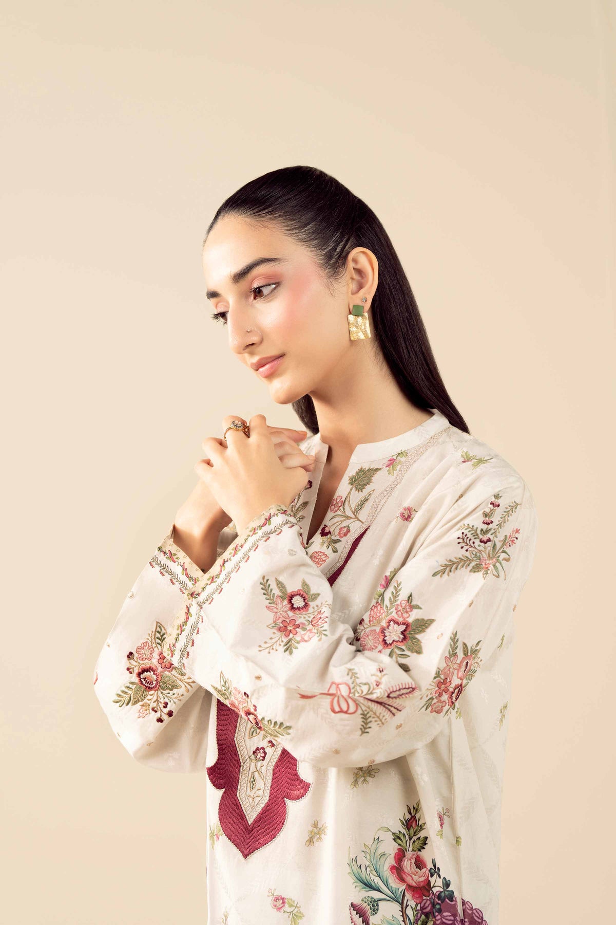 2 Piece - Printed Embroidered Suit - PW25-329 White Jacquard 2PC Embroidered Nishat Australia