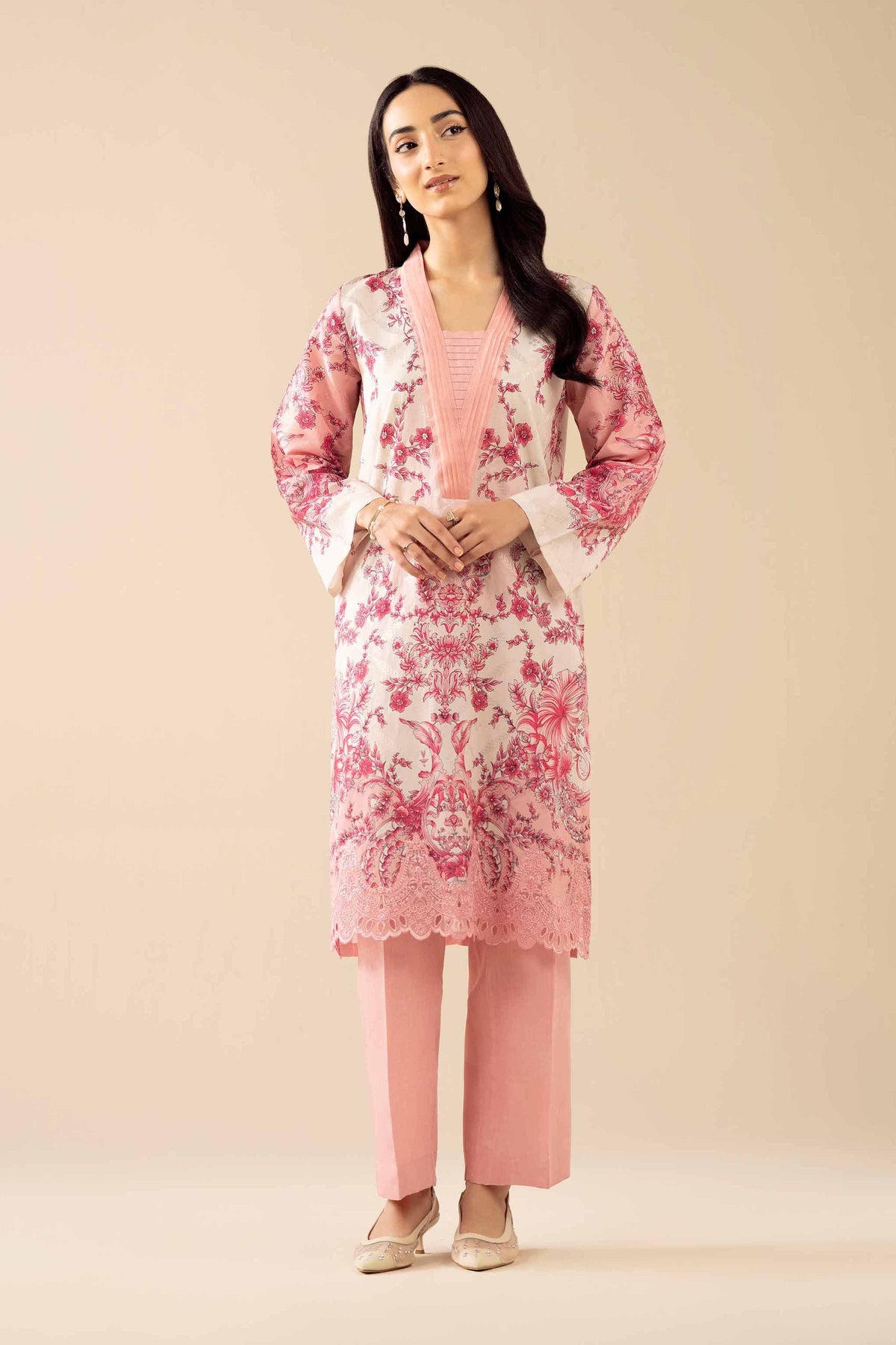 2 Piece - Printed Embroidered Suit - PW25-330 Pink Jacquard 2PC Embroidered Nishat Australia