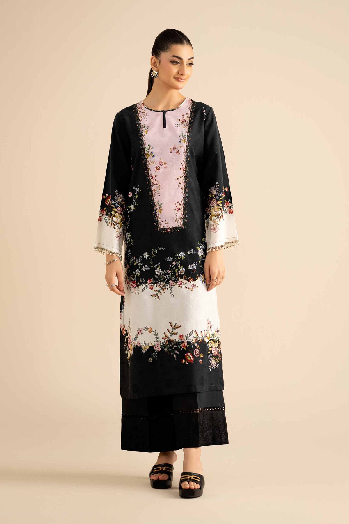 2 Piece - Printed Suit - PW25-332 Black Jacquard 2PC Printed Nishat Australia