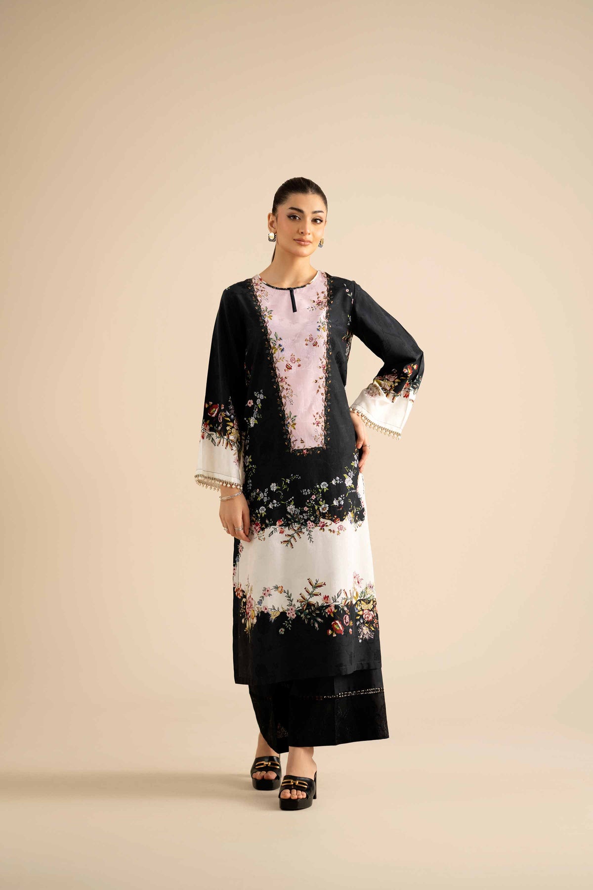 2 Piece - Printed Suit - PW25-332 Black Jacquard 2PC Printed Nishat Australia