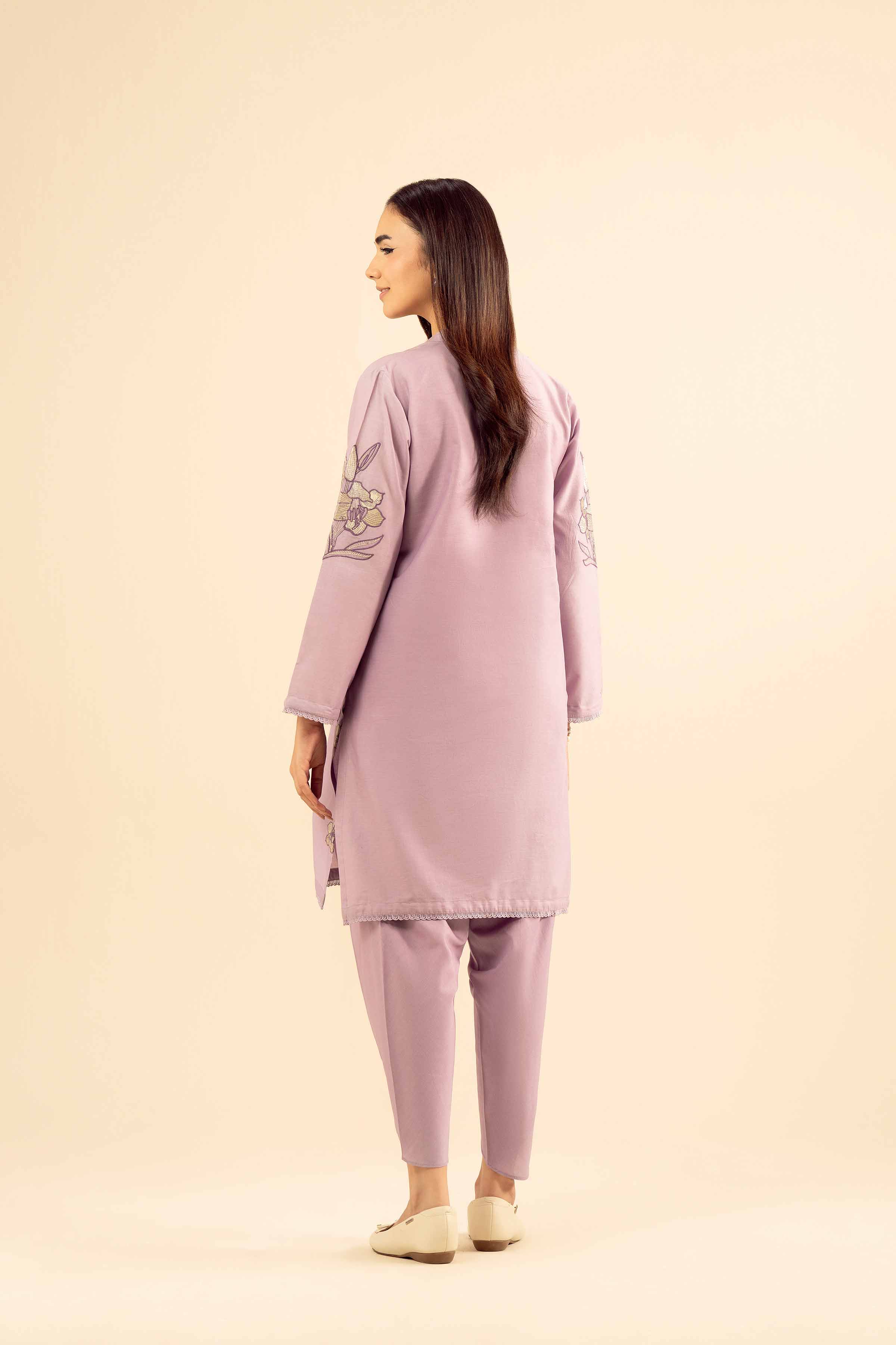 2 Piece - Embroidered Suit - PW25-36 READY TO WEAR Purple Wool 2 Pieces Embroidered