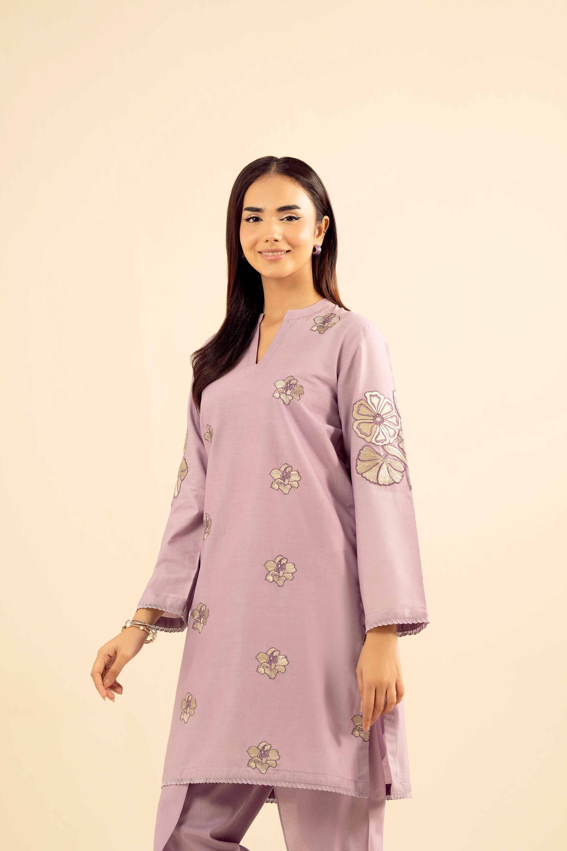 2 Piece - Embroidered Suit - PW25-36 READY TO WEAR Purple Wool 2 Pieces Embroidered