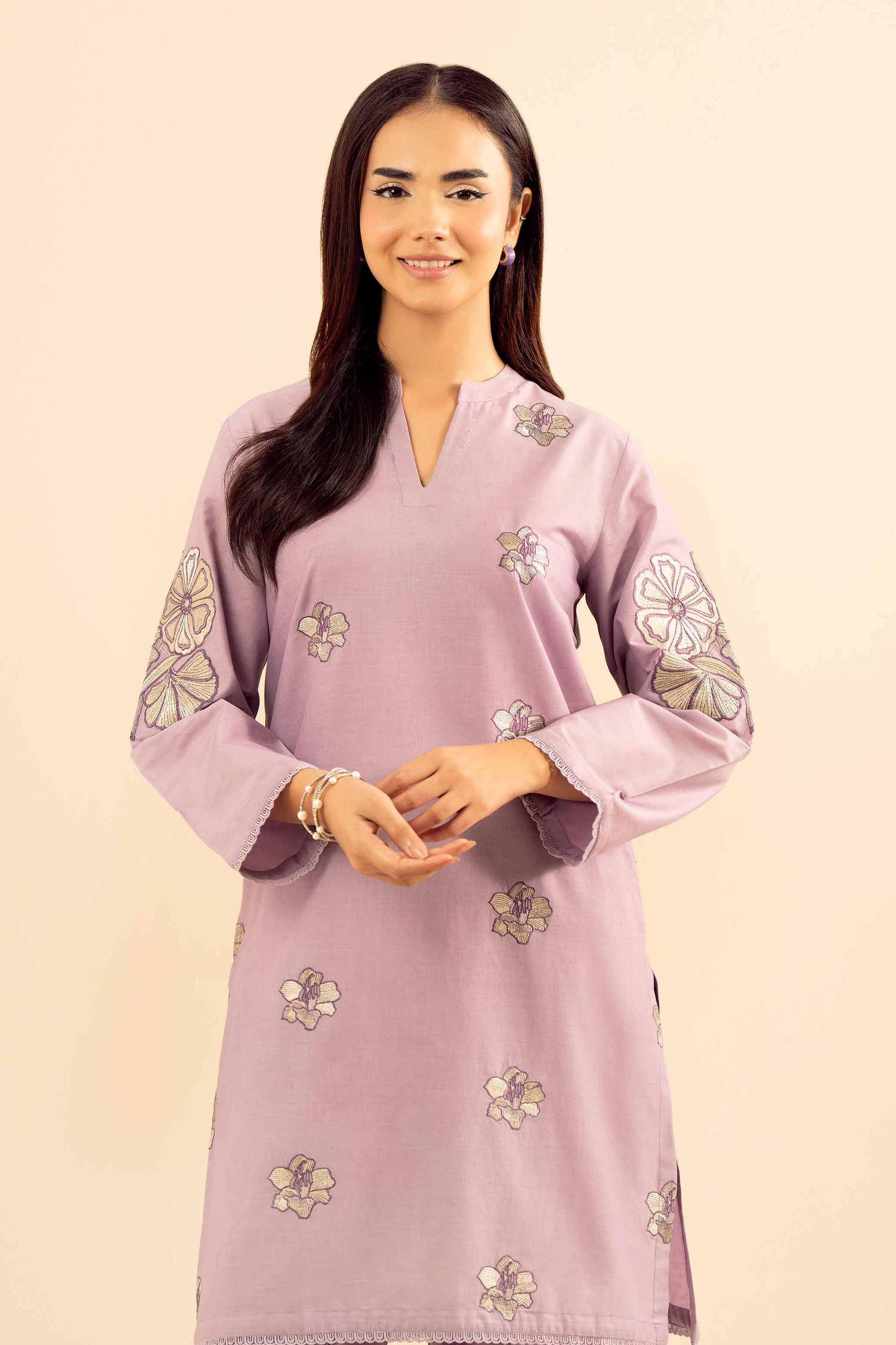 2 Piece - Embroidered Suit - PW25-36 READY TO WEAR Purple Wool 2 Pieces Embroidered