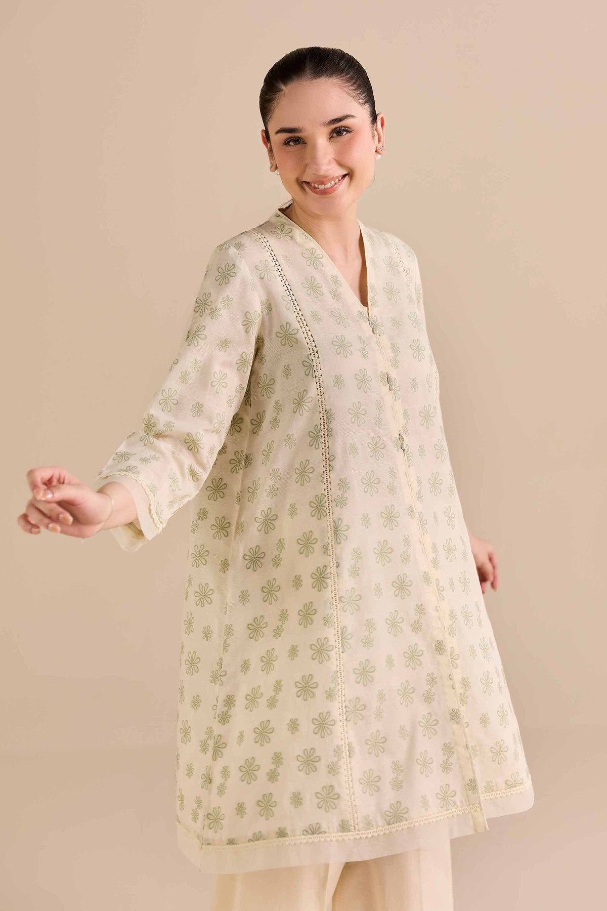 2 Piece - Printed Suit - PW25-374 White Jacquard 2PC Printed Nishat Australia
