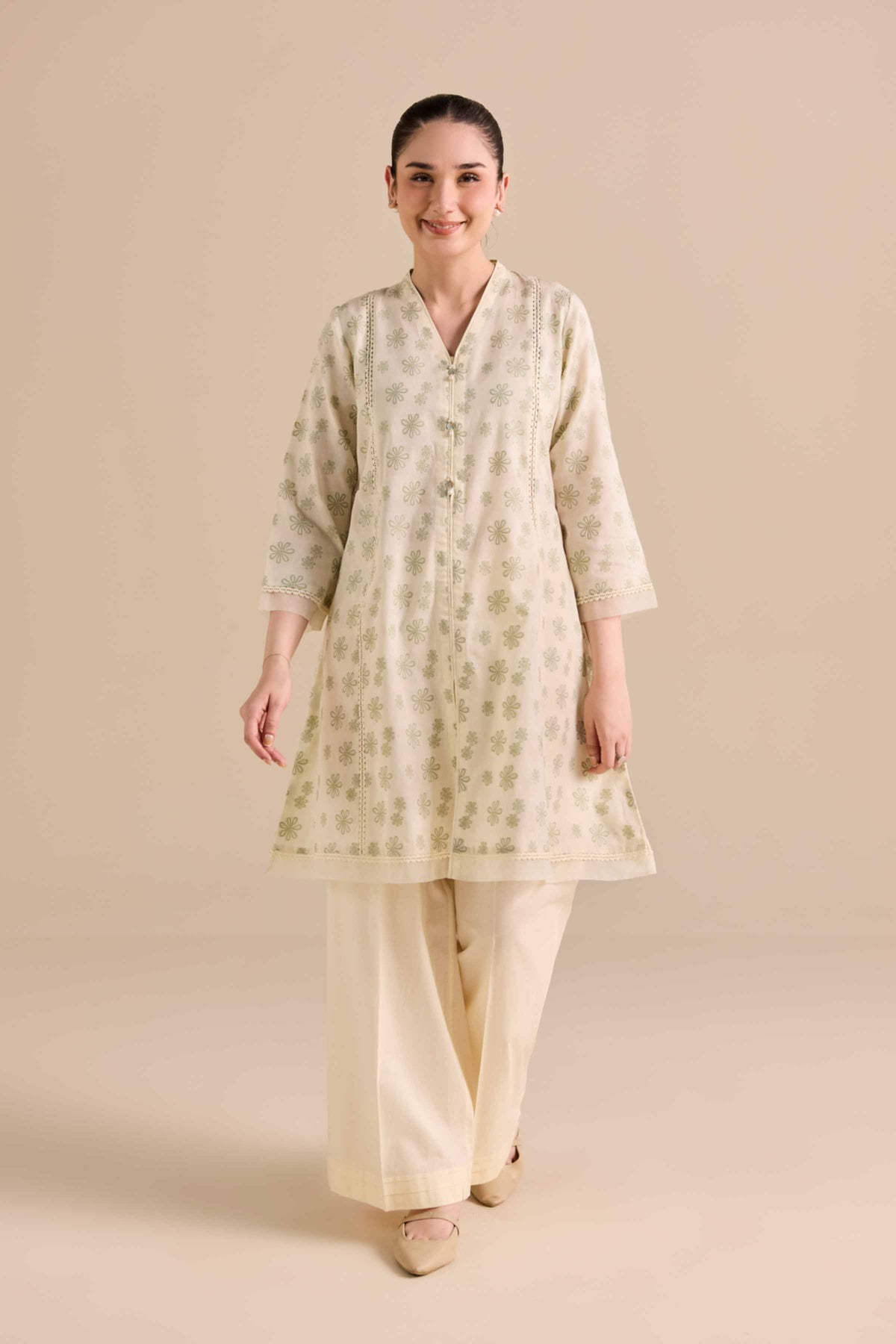 2 Piece - Printed Suit - PW25-374 White Jacquard 2PC Printed Nishat Australia