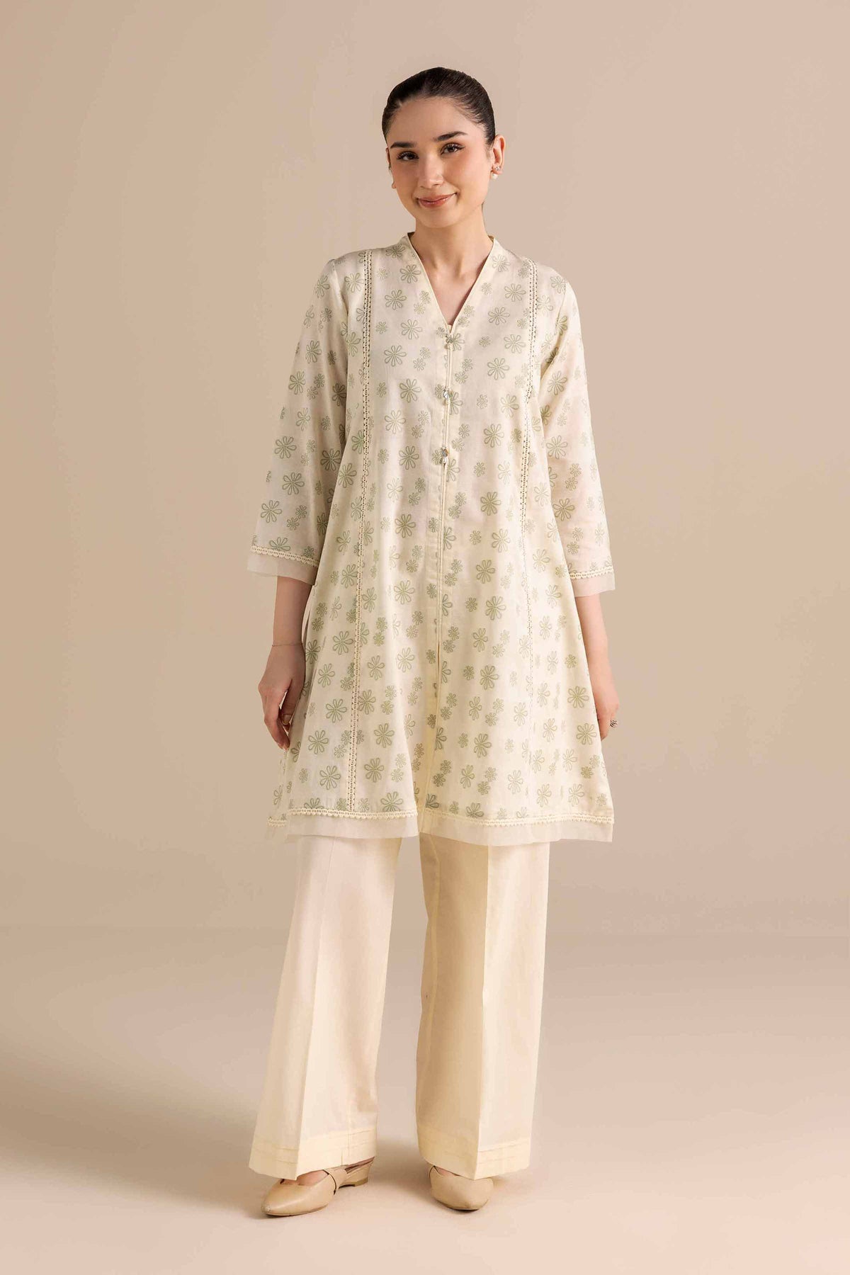 2 Piece - Printed Suit - PW25-374 White Jacquard 2PC Printed Nishat Australia