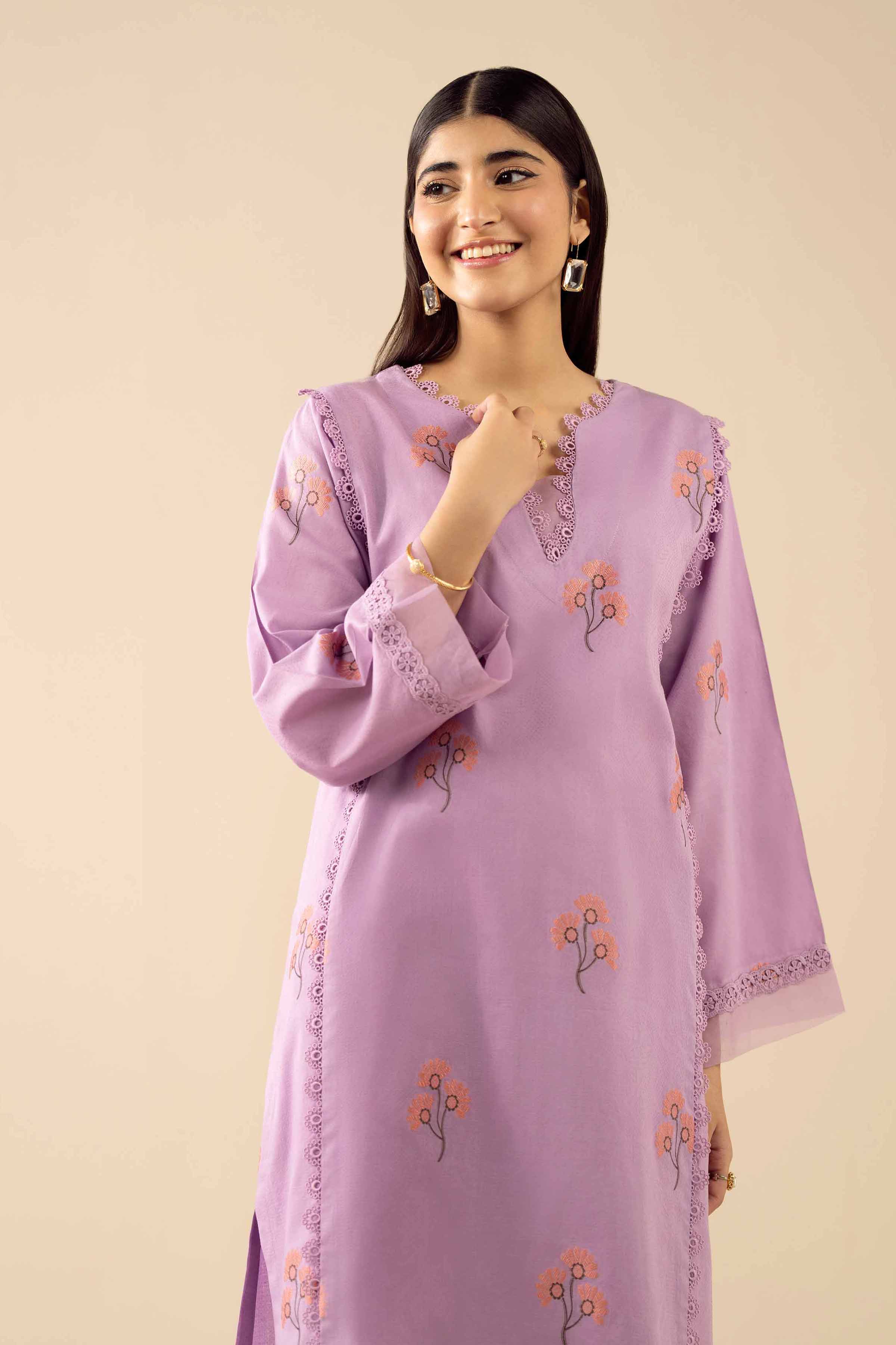 2 Piece - Basic Suit - PW25-376 READY TO WEAR Purple Jacquard 2 Pieces Solids