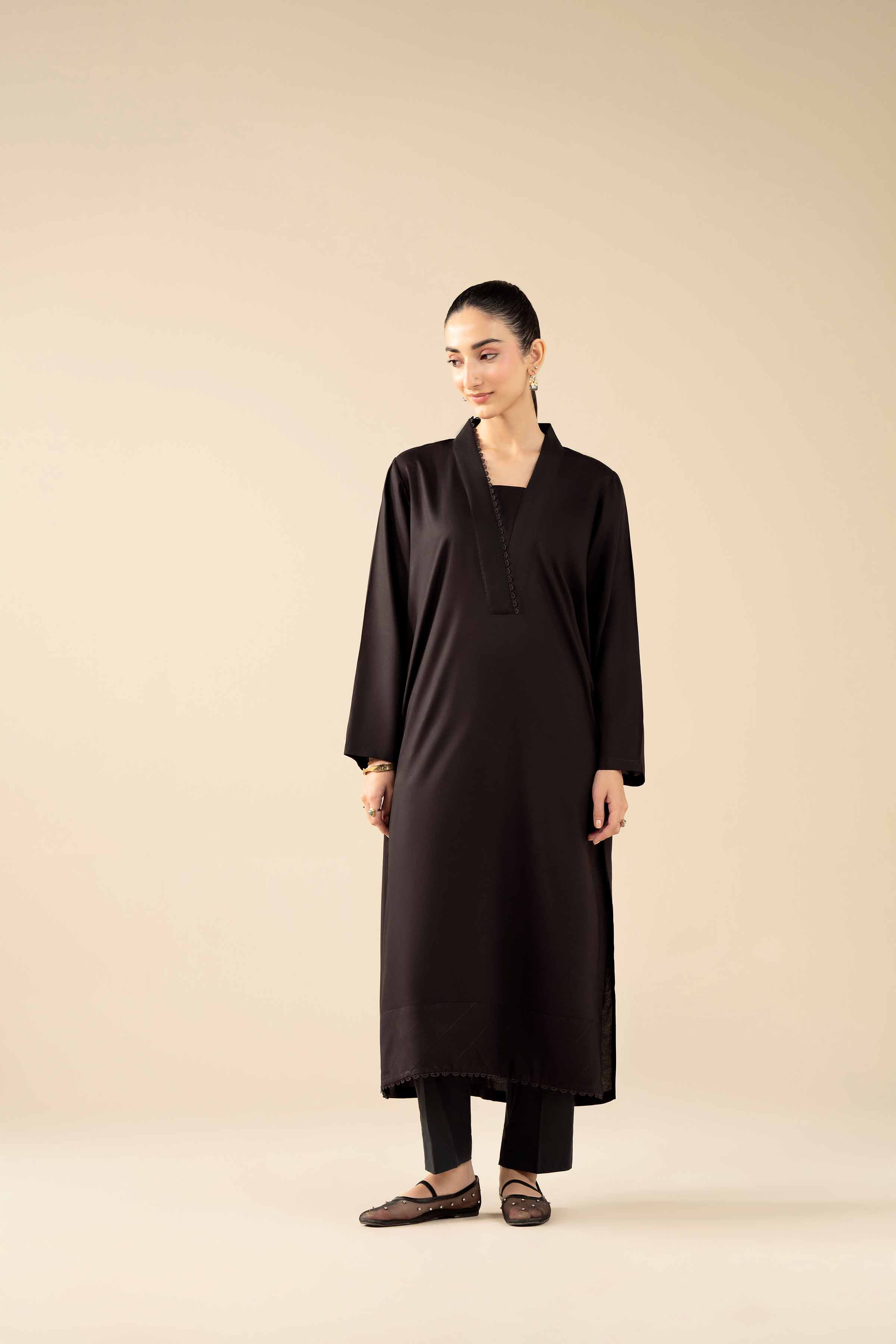 2 Piece - Basic Suit - PW25-383 READY TO WEAR Black Linen 2PC Solids