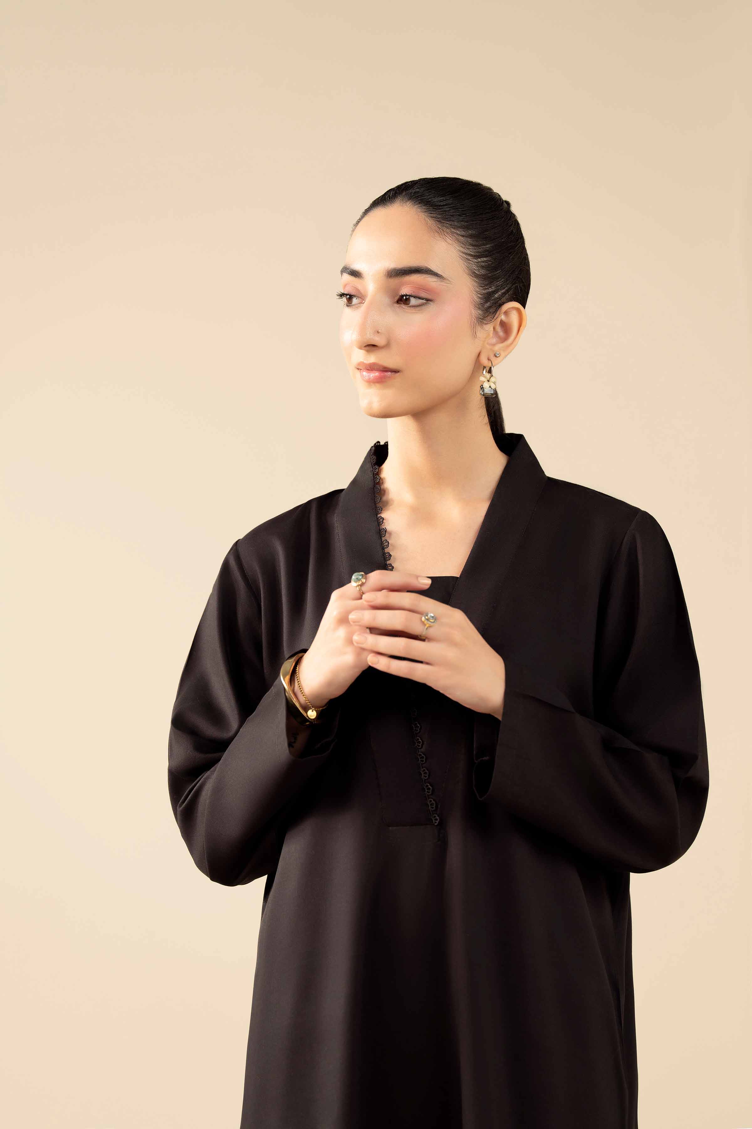 2 Piece - Basic Suit - PW25-383 READY TO WEAR Black Linen 2PC Solids