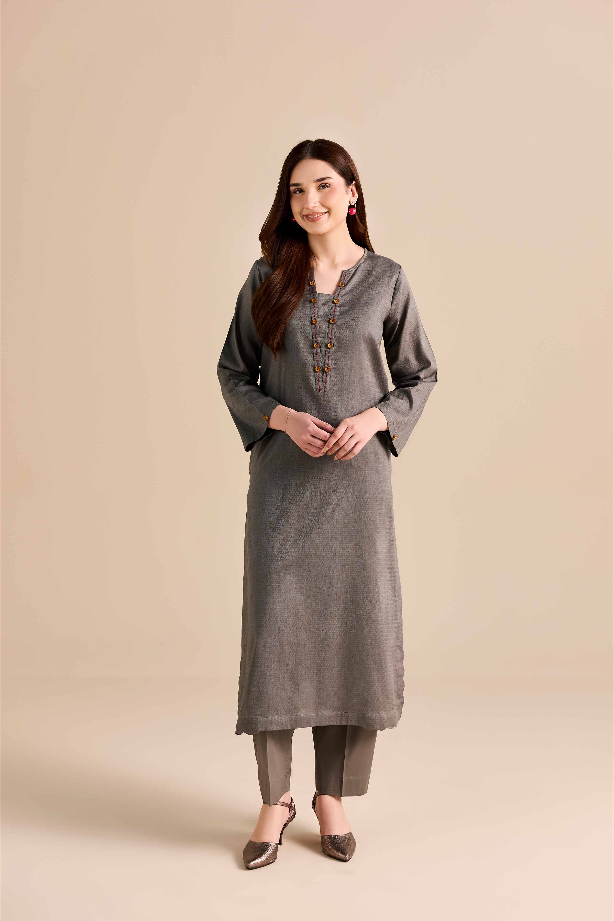 2 Piece - Basic Suit - PW25-384 READY TO WEAR Grey Dobby 2PC Solids