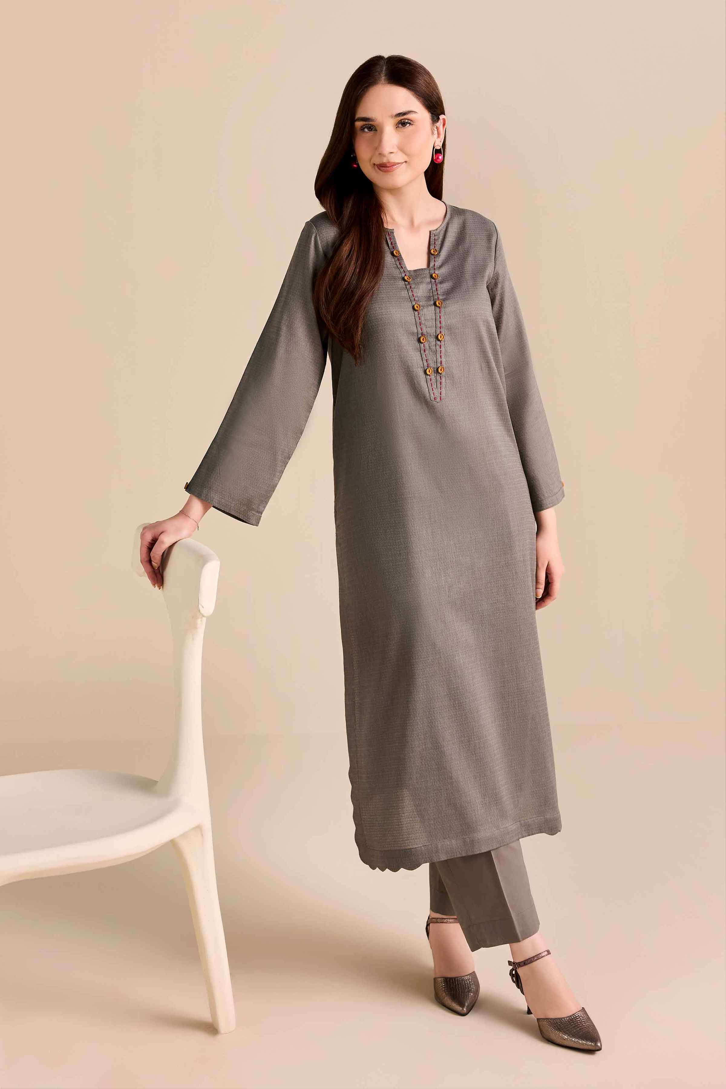 2 Piece - Basic Suit - PW25-384 READY TO WEAR Grey Dobby 2PC Solids