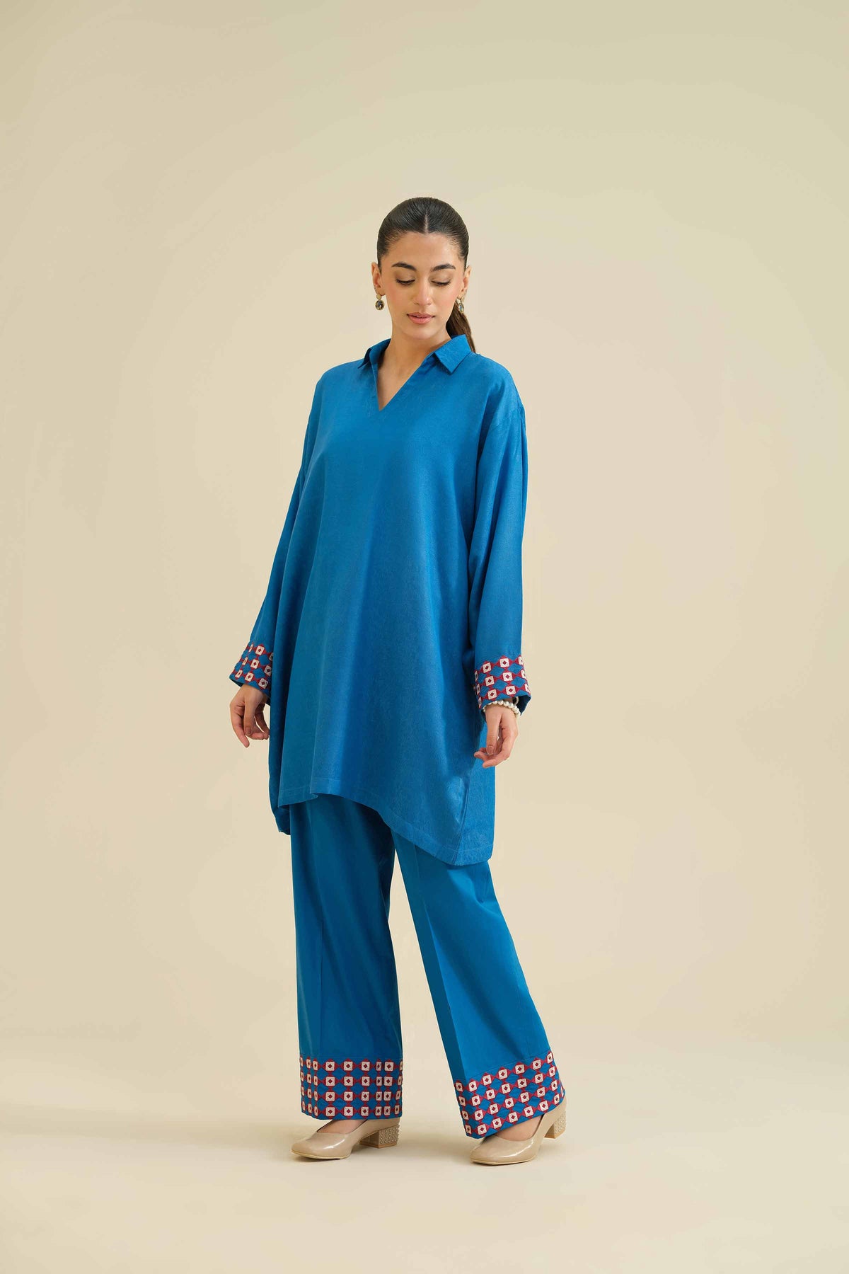 2 Piece - Embroidered Suit - PW25-39 Blue Jacquard 2PC Embroidered Nishat Australia