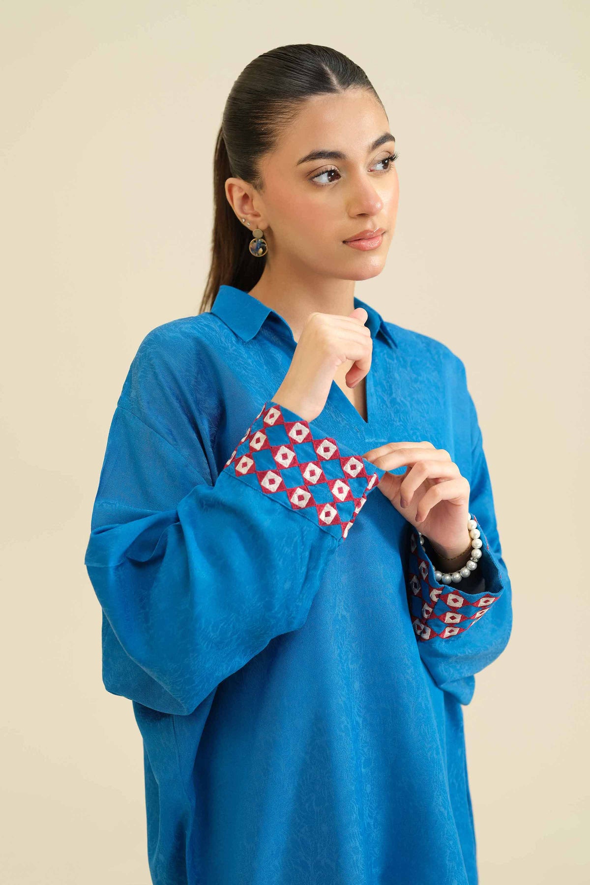 2 Piece - Embroidered Suit - PW25-39 Blue Jacquard 2PC Embroidered Nishat Australia