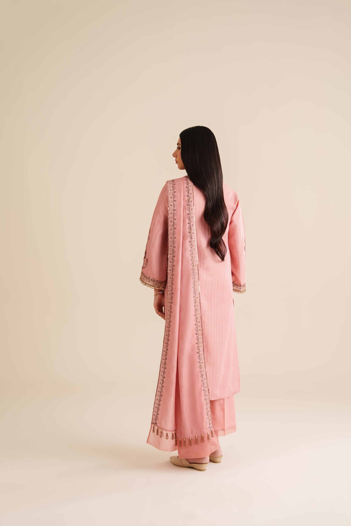 3 Piece - Embroidered Suit - PW25-405 Pink Jacquard 3PC Embroidered Nishat Australia