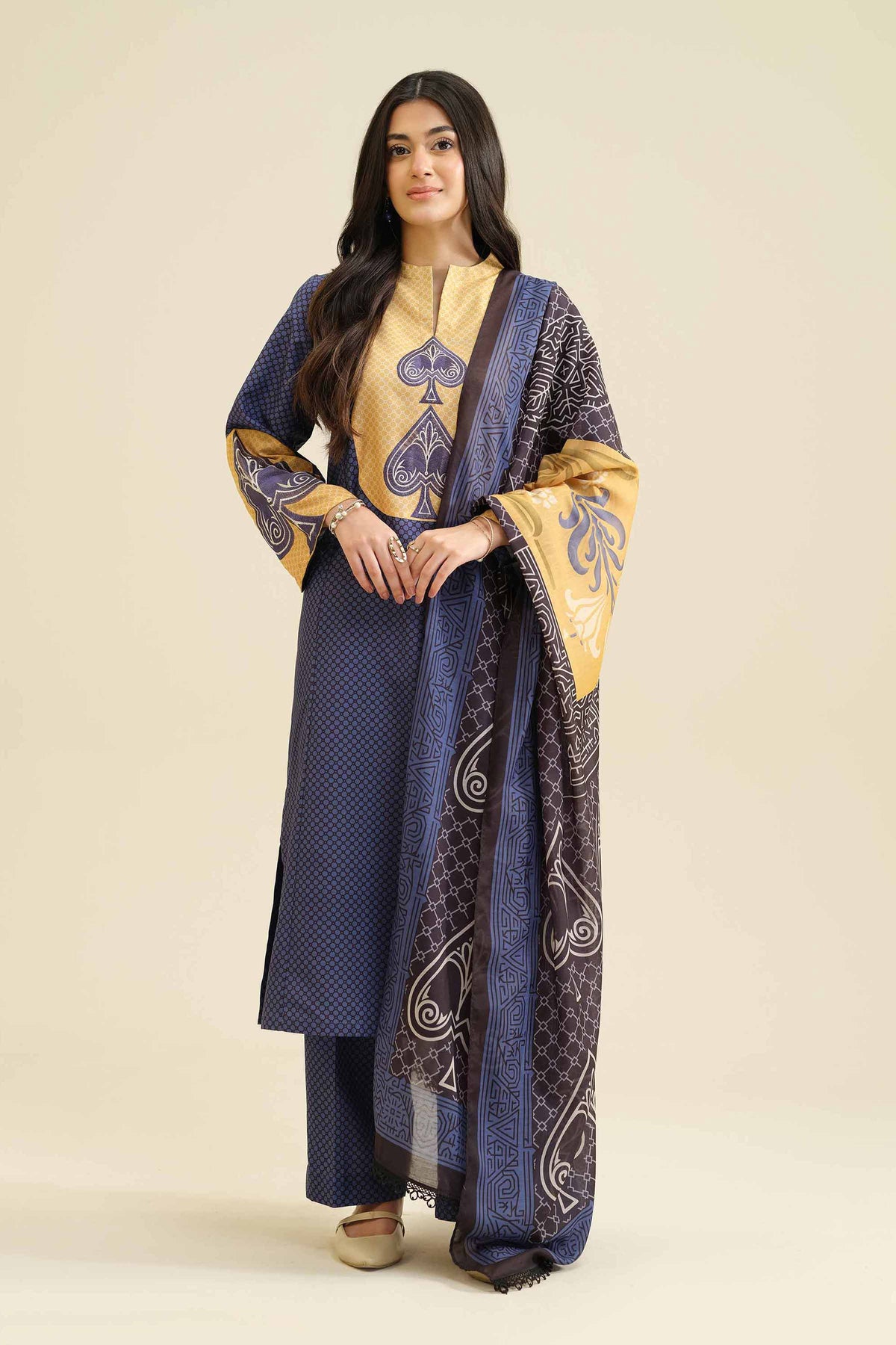 3 Piece - Printed Embroidered Suit - PW25-408 Blue Lawn 3PC Embroidered Nishat Australia