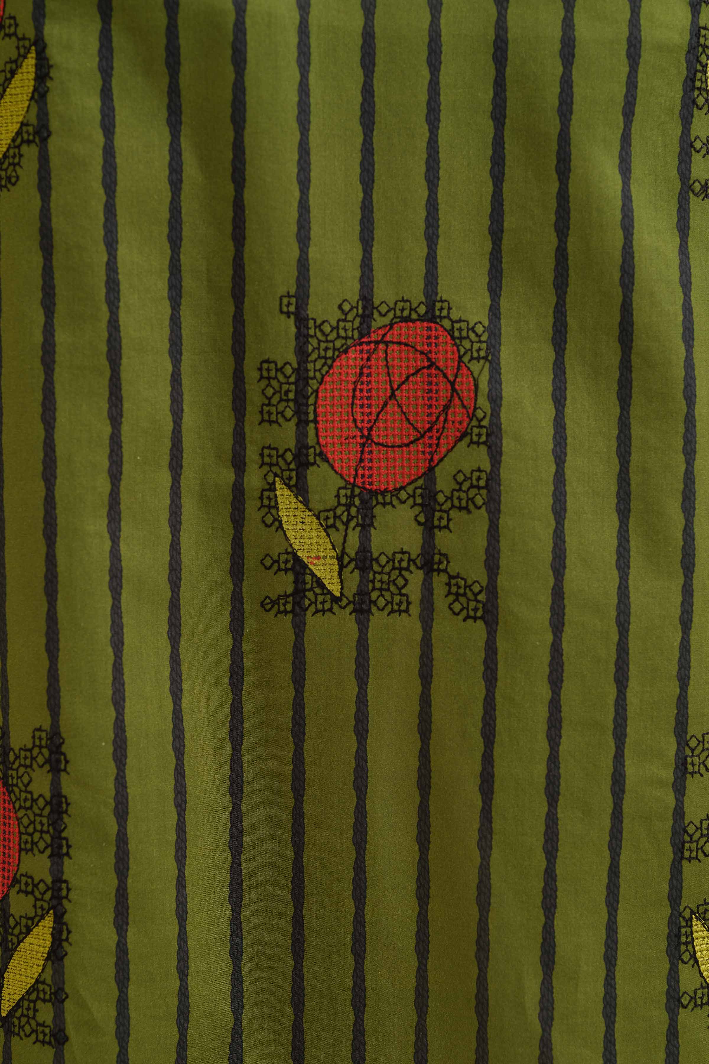 3 Piece - Printed Embroidered Suit - PW25-419 READY TO WEAR Green Cambric 3PC Embroidered