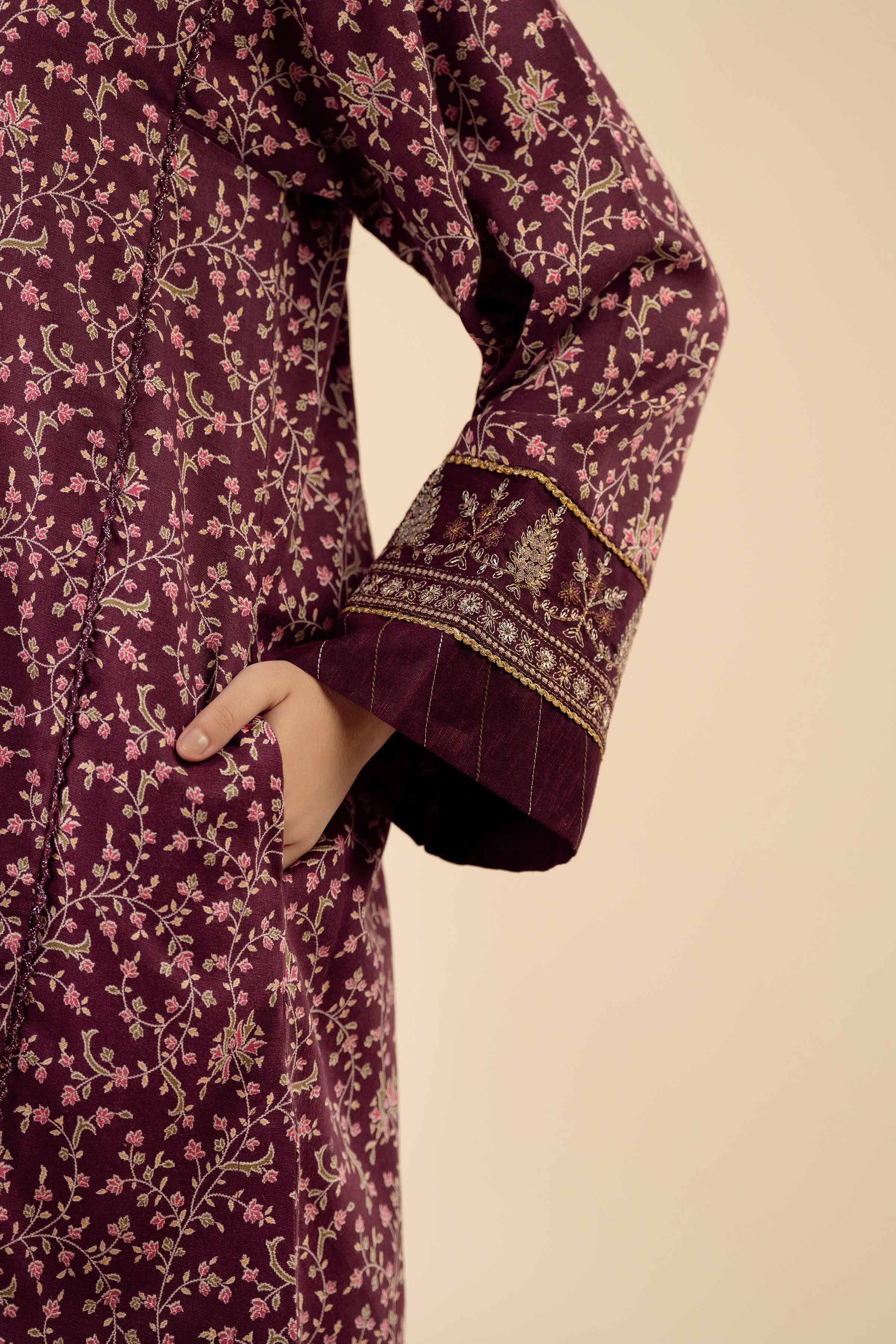 3 Piece - Printed Embroidered Suit - PW25-429 READY TO WEAR Purple Karandi 3PC Embroidered