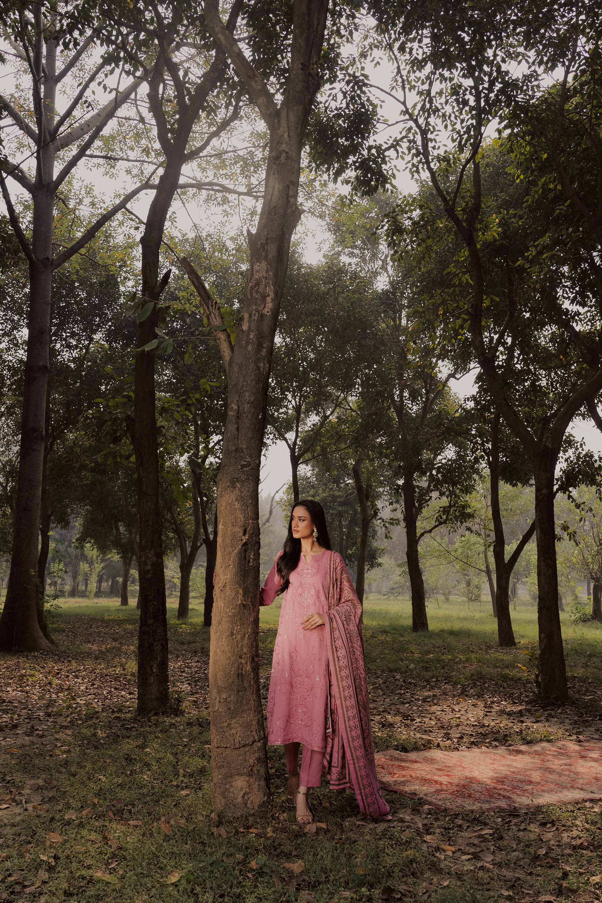 3 Piece - Embroidered Suit - PW25-436 READY TO WEAR Pink Karandi 3PC Embroidered