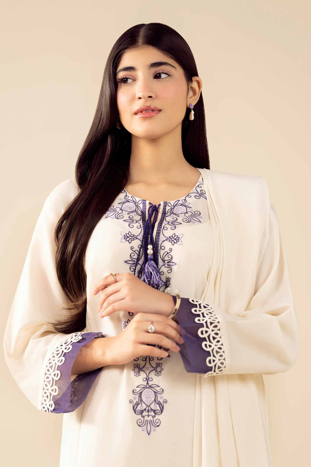 3 Piece - Embroidered Suit - PW25-471 White Silk 3PC Embroidered Nishat Australia