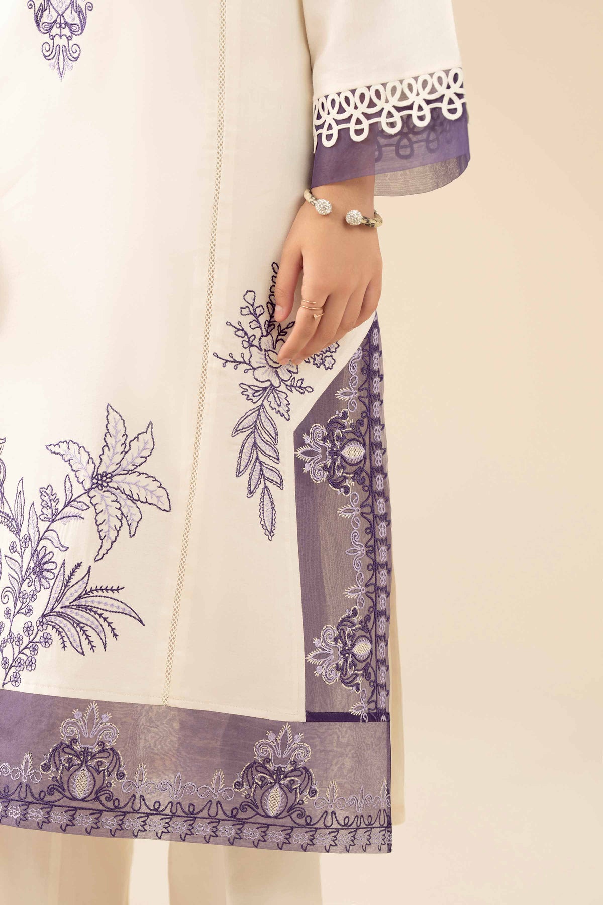 3 Piece - Embroidered Suit - PW25-471 White Silk 3PC Embroidered Nishat Australia
