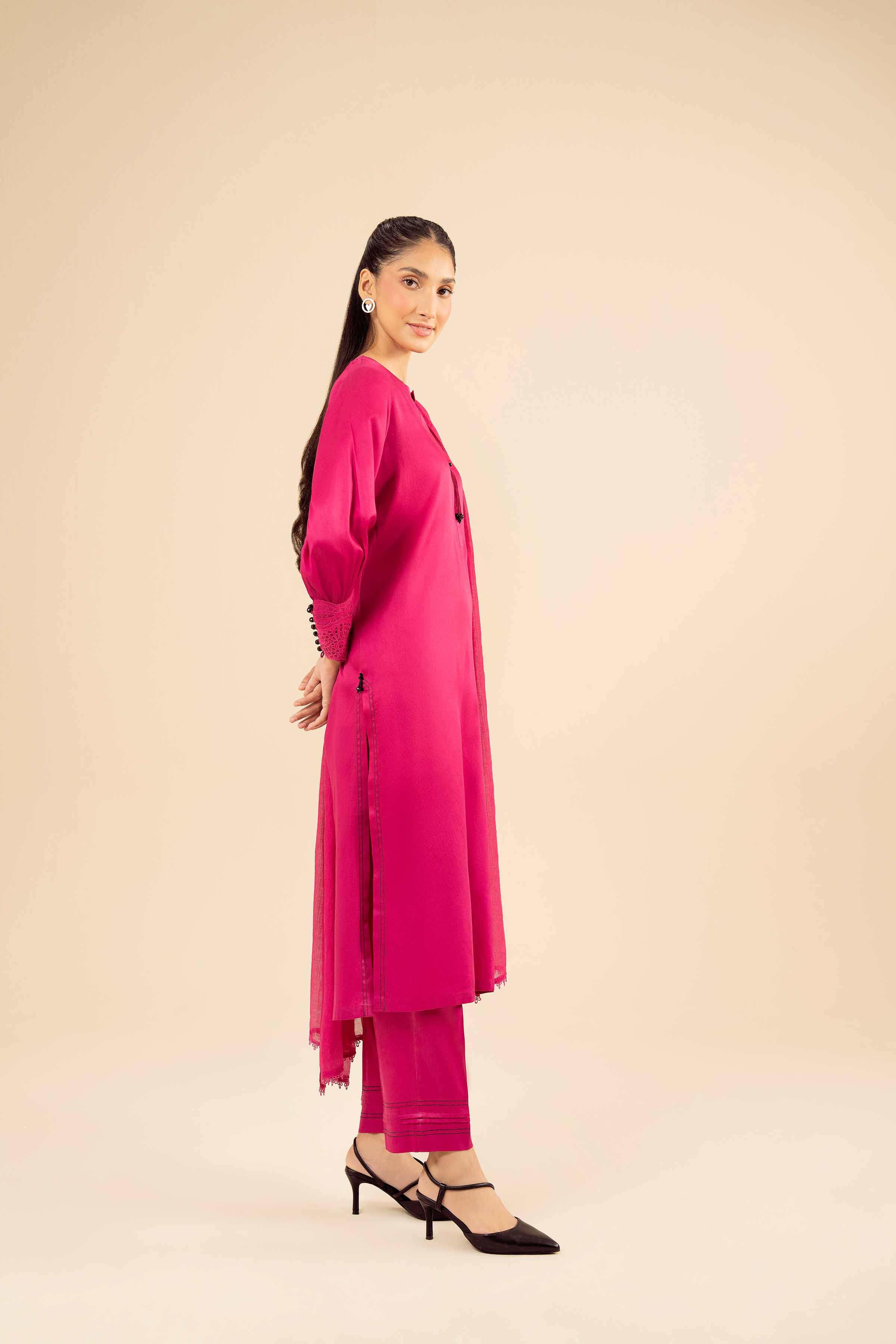 3 Piece - Basic Suit - PW25-49 READY TO WEAR Pink Sateen 3PC Solids