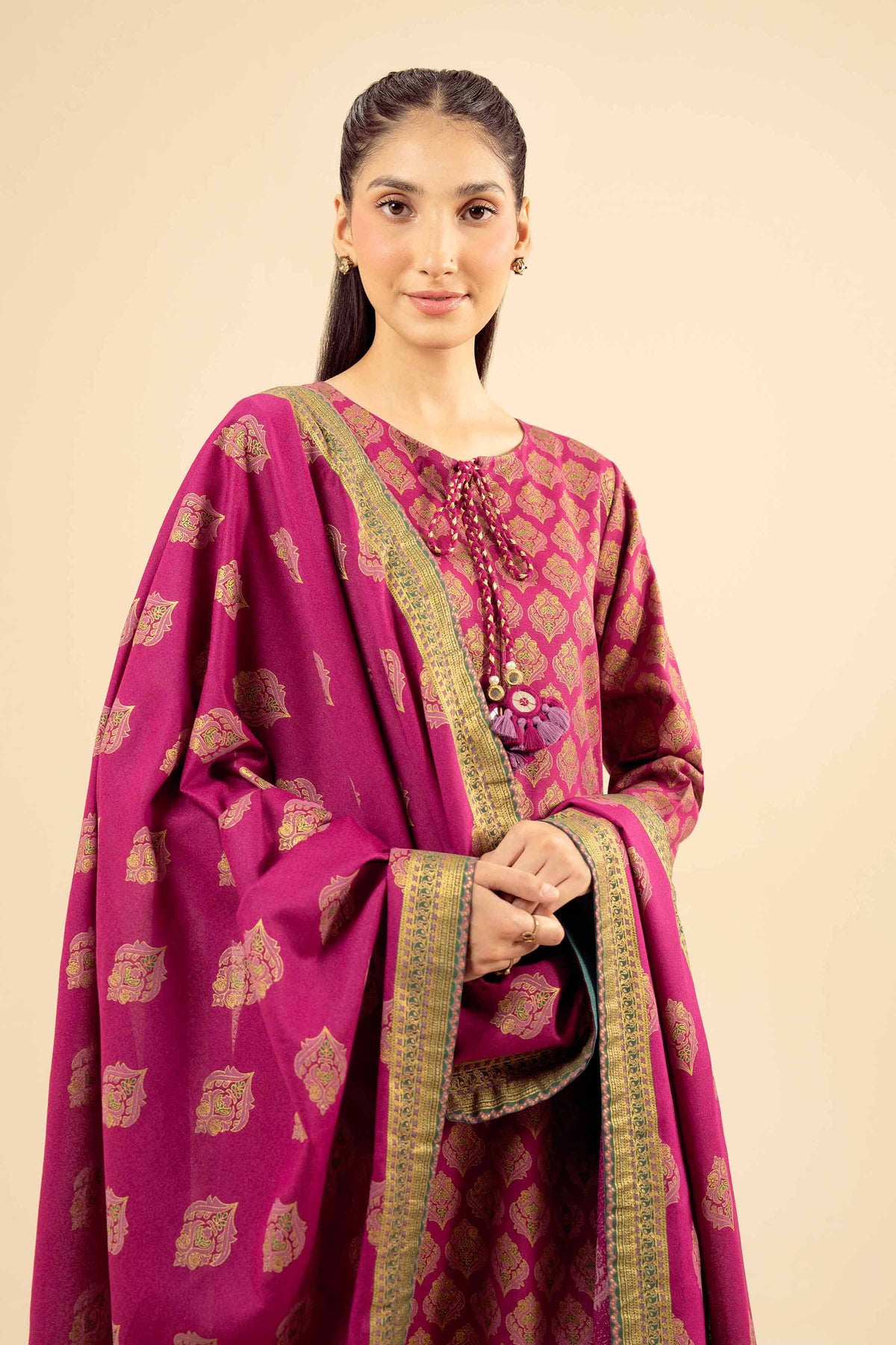3 Piece - Printed Suit - PW25-495 Pink Karandi 3PC Printed Nishat Australia