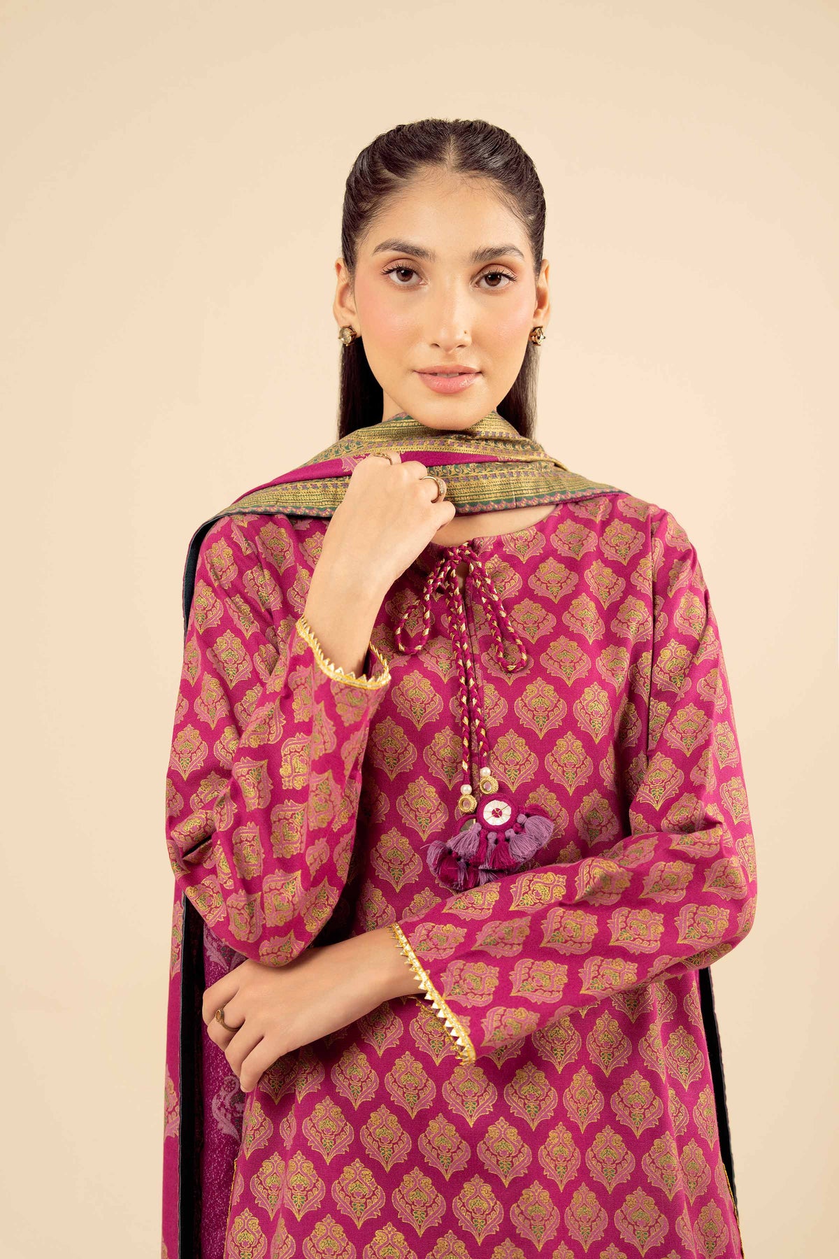 3 Piece - Printed Suit - PW25-495 Pink Karandi 3PC Printed Nishat Australia