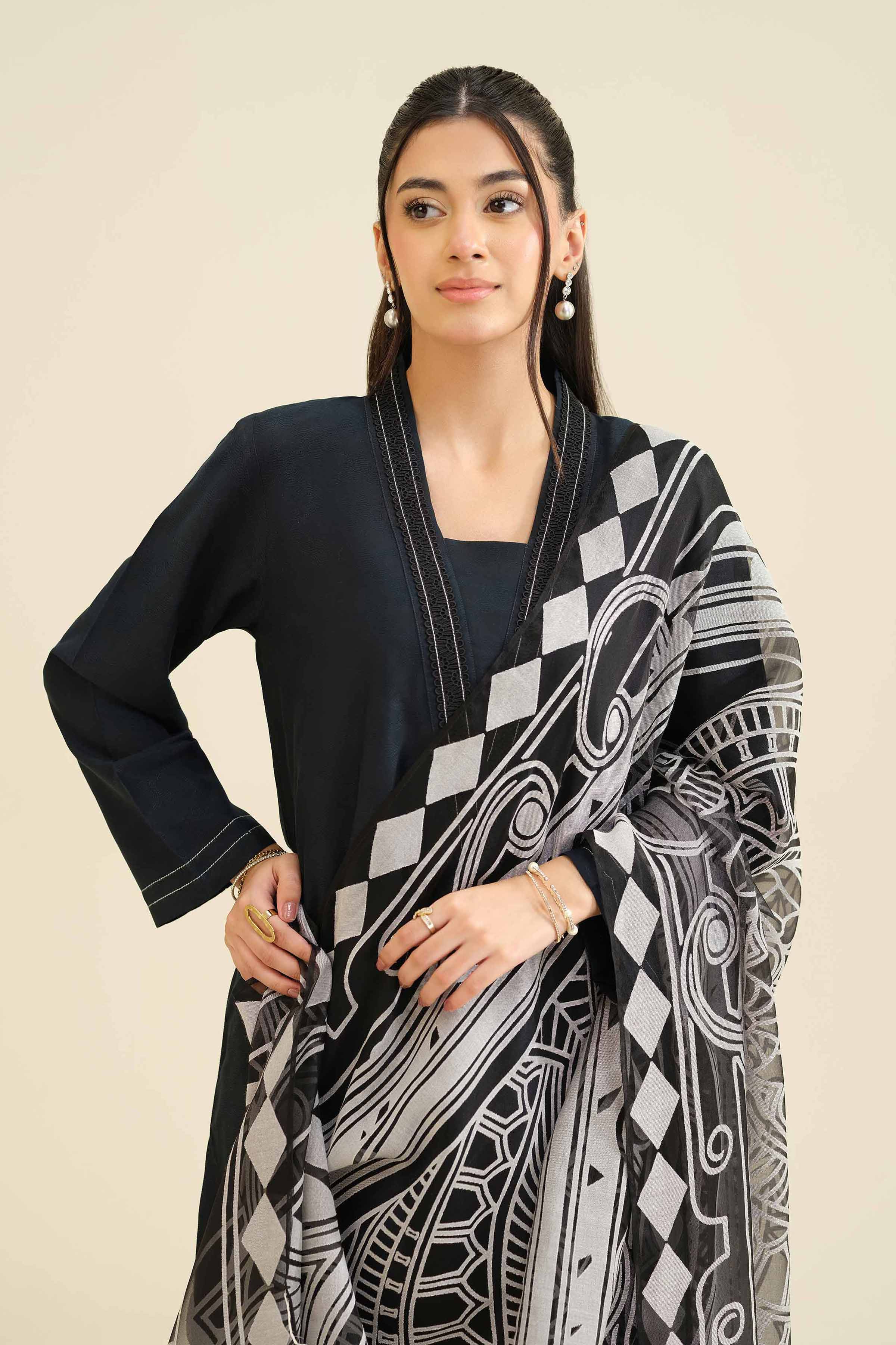 3 Piece - Basic Suit - PW25-50 READY TO WEAR Black Jacquard 3PC Solids