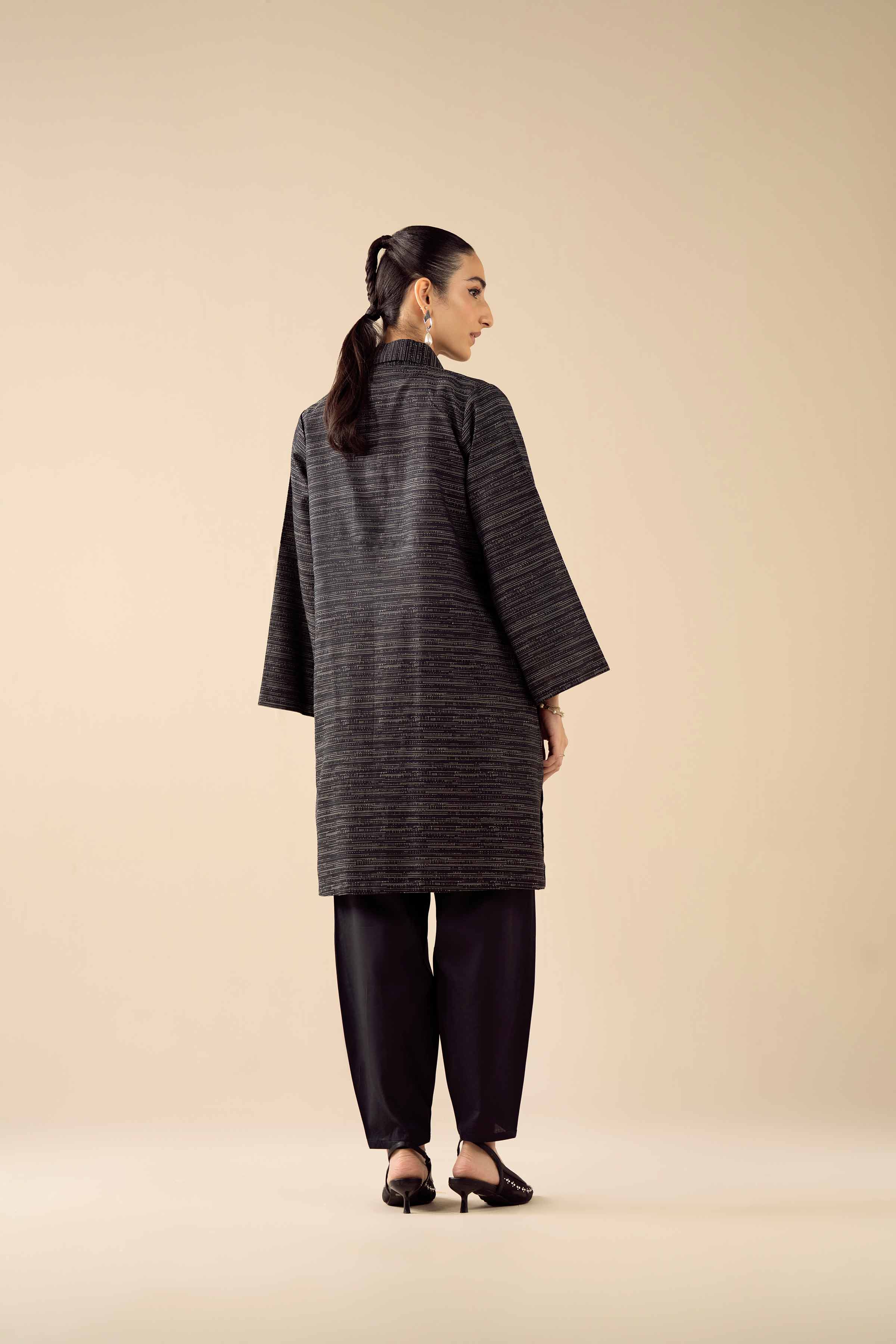 2 Piece - Basic Suit - PW25-511 READY TO WEAR Black Yarn Dyed 2 Pieces Solids