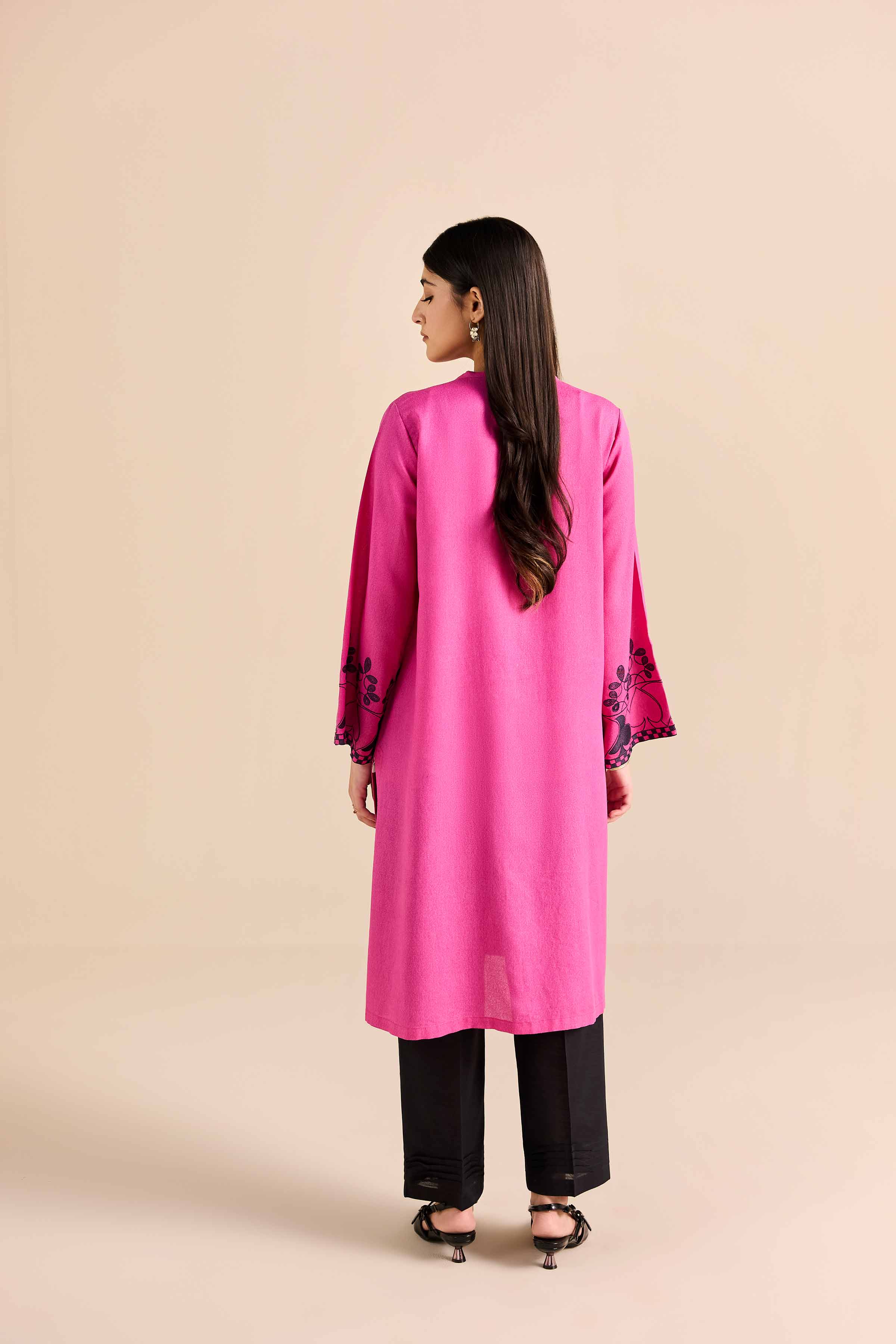 Embroidered Shirt - PW25-568 READY TO WEAR Pink Karandi 1 Piece Embroidered
