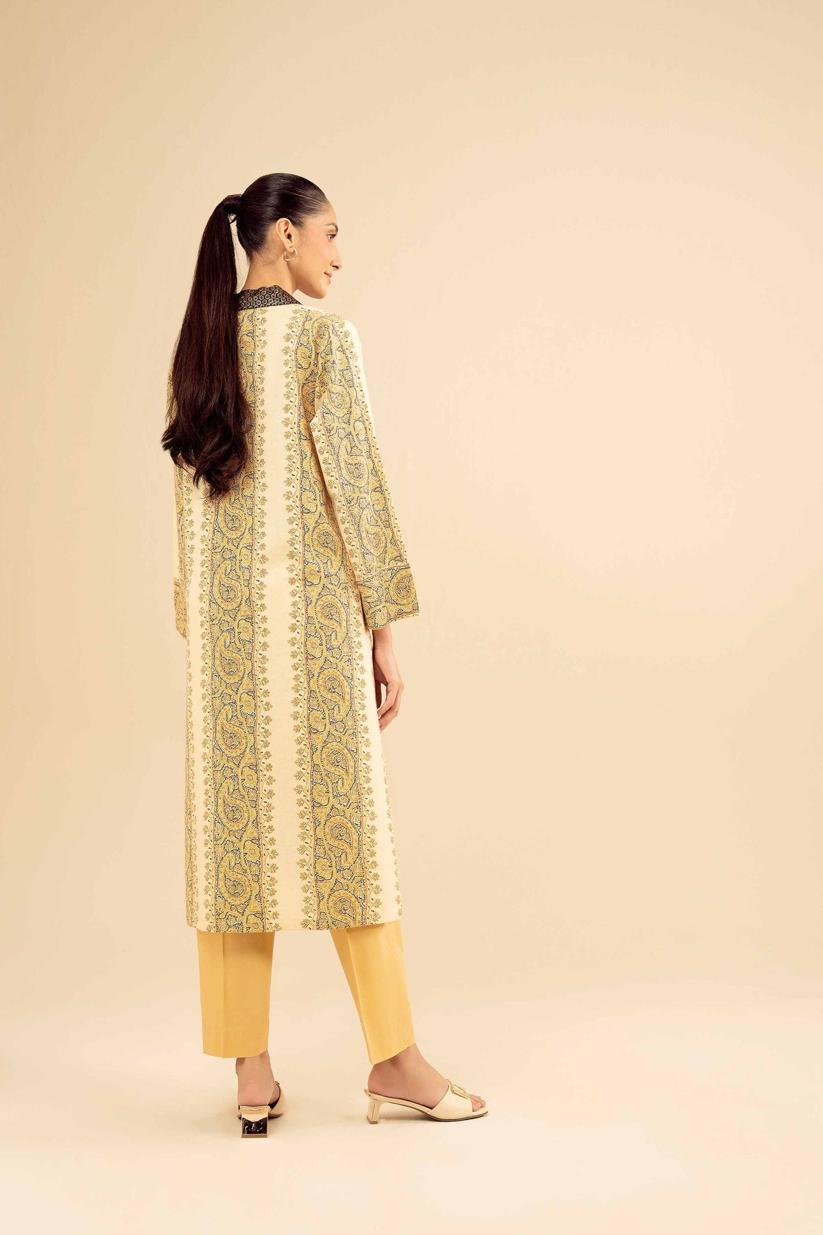 Printed Embroidered Shirt - PW25-569 Beige Karandi 1PC Embroidered Nishat Australia