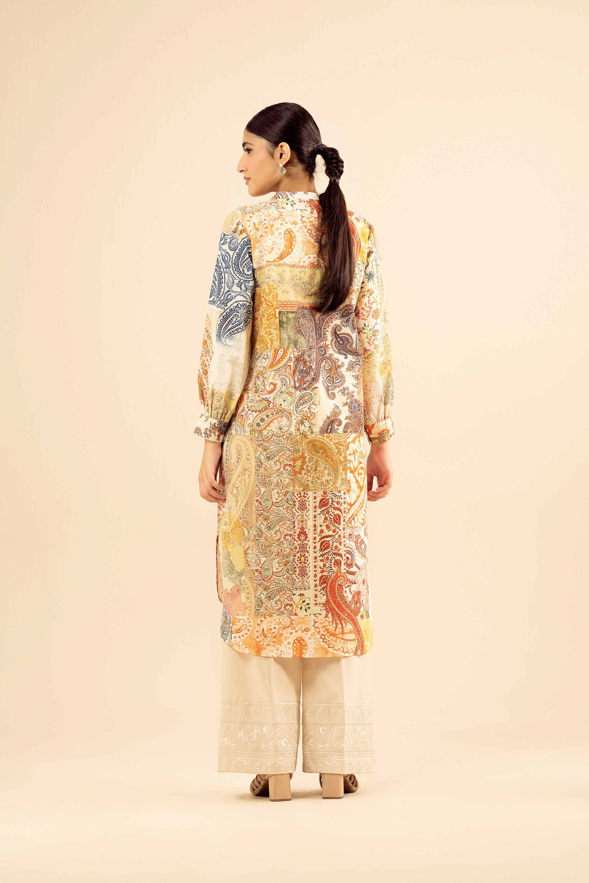 Printed Shirt - PW25-584 Beige Khaddar 1PC Printed Nishat Australia