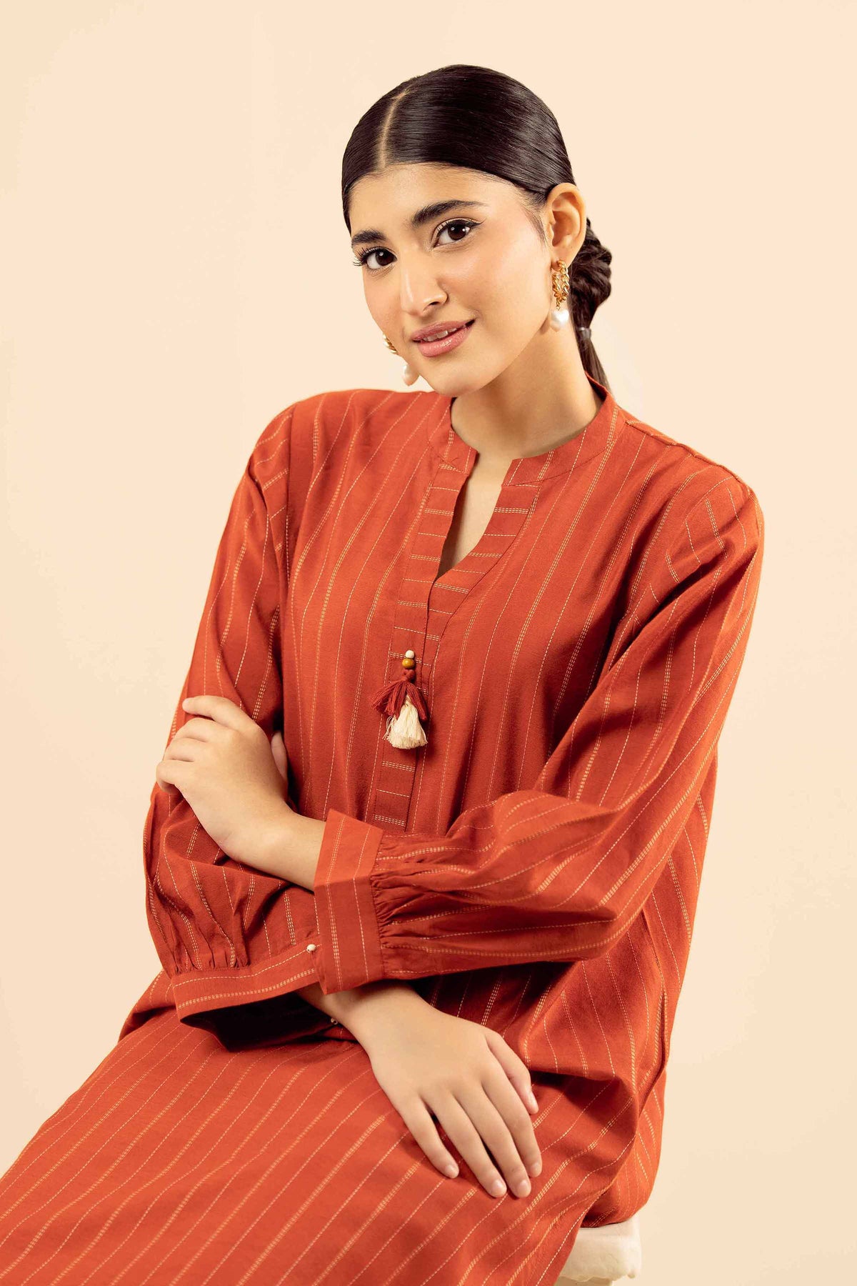 Basic Shirt - PW25-585 Red Mix Fabric 1PC Solids Nishat Australia