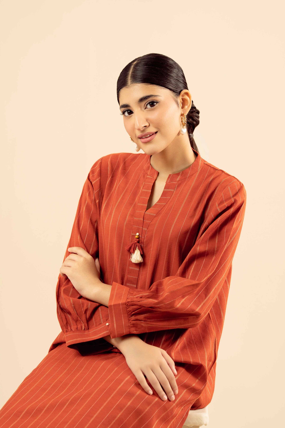 Basic Shirt - PW25-585 Red Mix Fabric 1PC Solids Nishat Australia