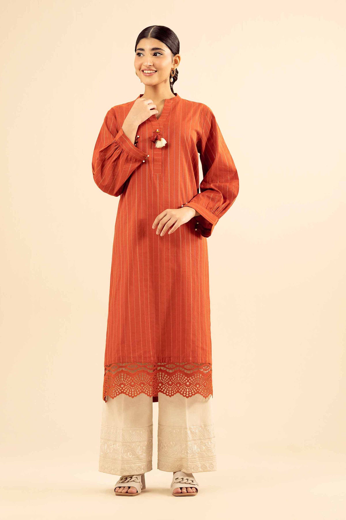 Basic Shirt - PW25-585 Red Mix Fabric 1PC Solids Nishat Australia