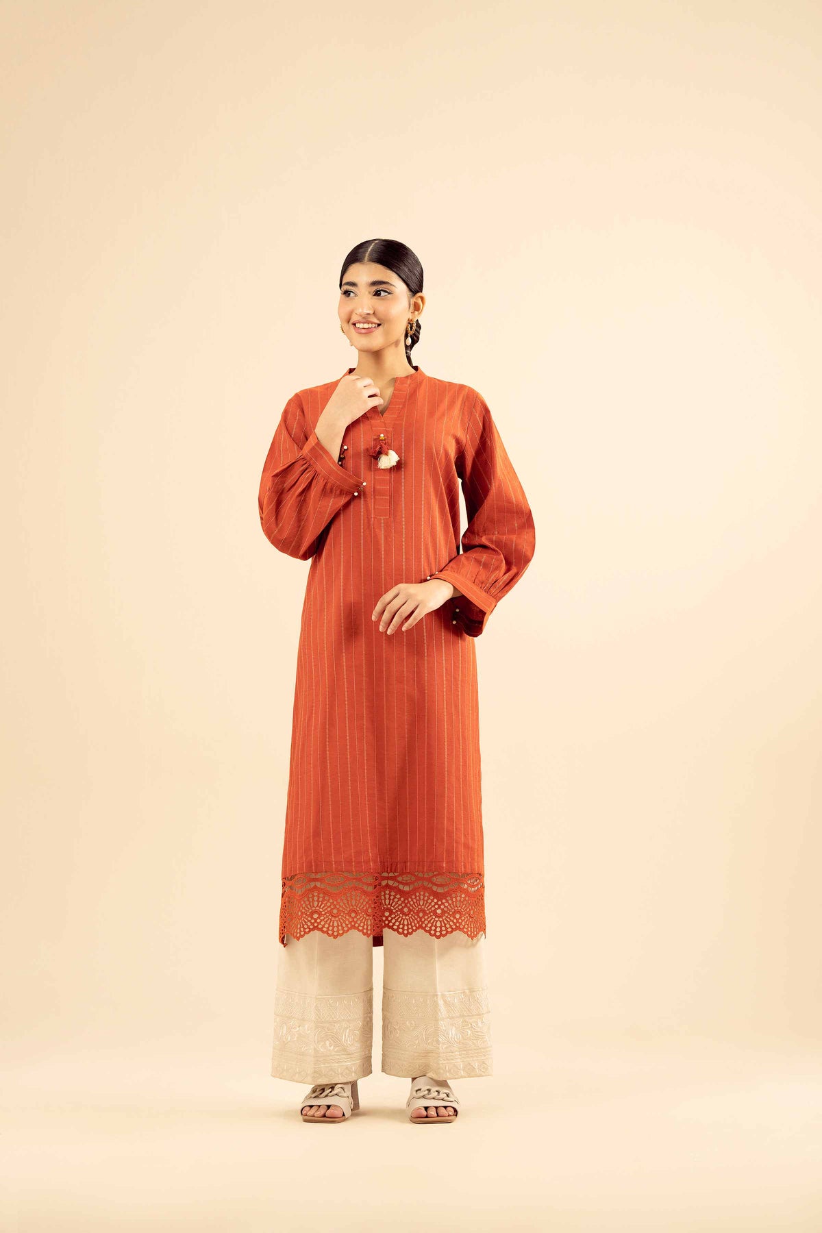 Basic Shirt - PW25-585 Red Mix Fabric 1PC Solids Nishat Australia