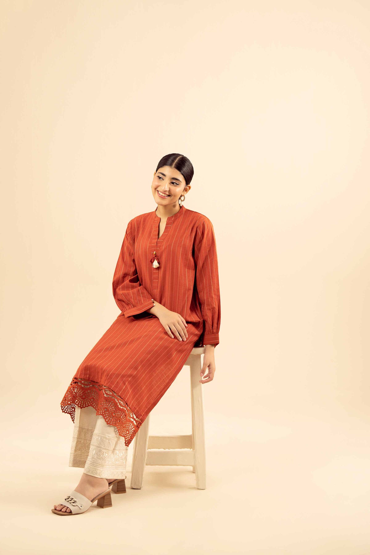 Basic Shirt - PW25-585 Red Mix Fabric 1PC Solids Nishat Australia