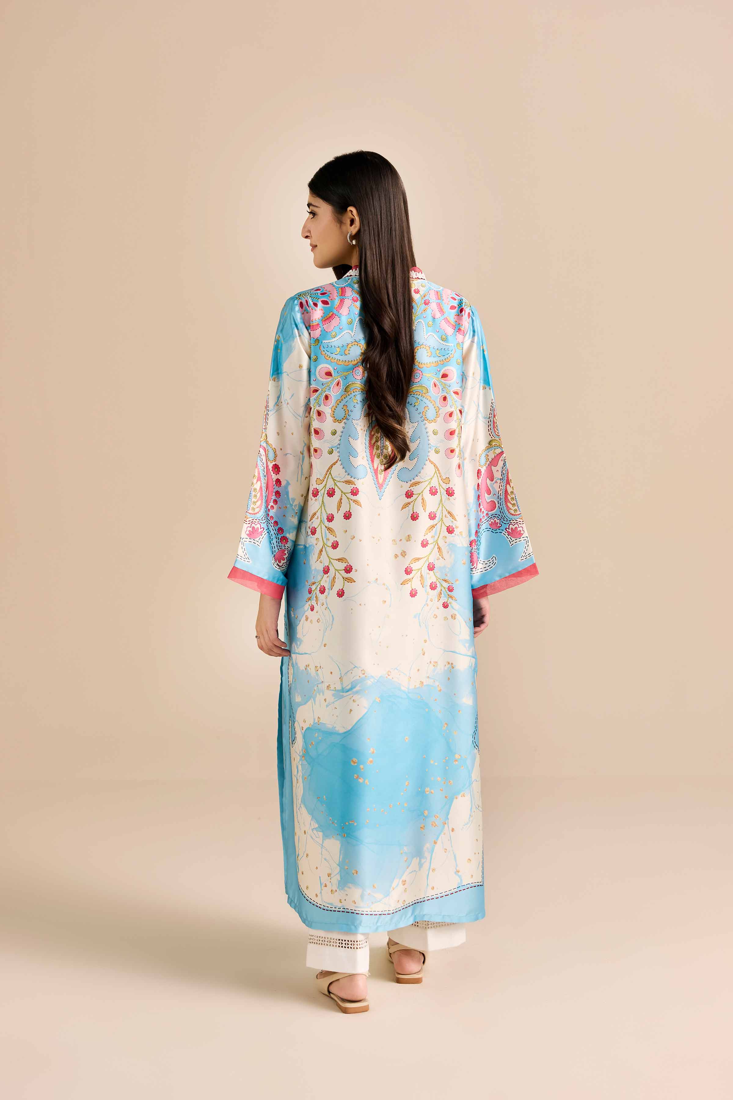 Printed Shirt - PW25-588 READY TO WEAR Blue Silk 1PC Printed