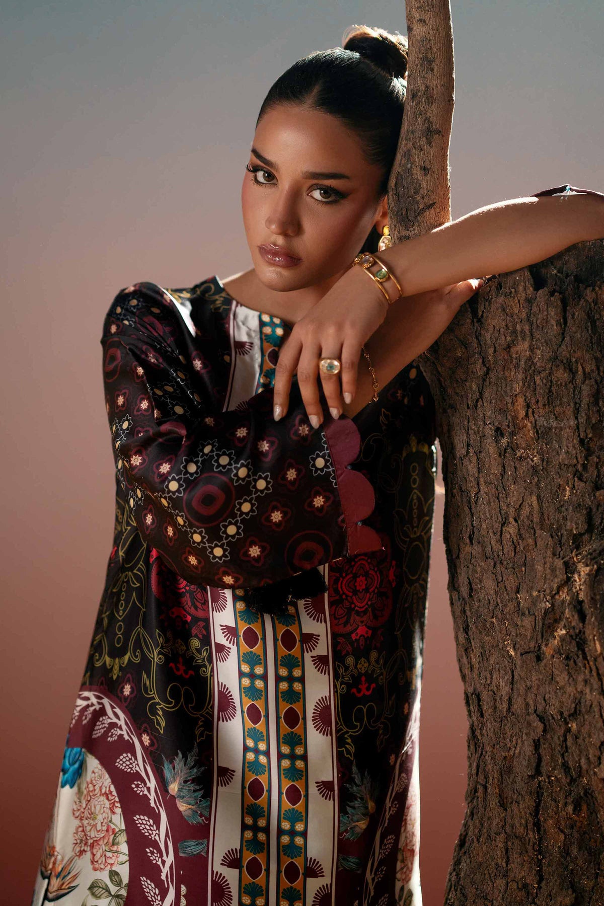 Printed Shirt - PW25-589 Red Silk 1PC Printed Nishat Australia