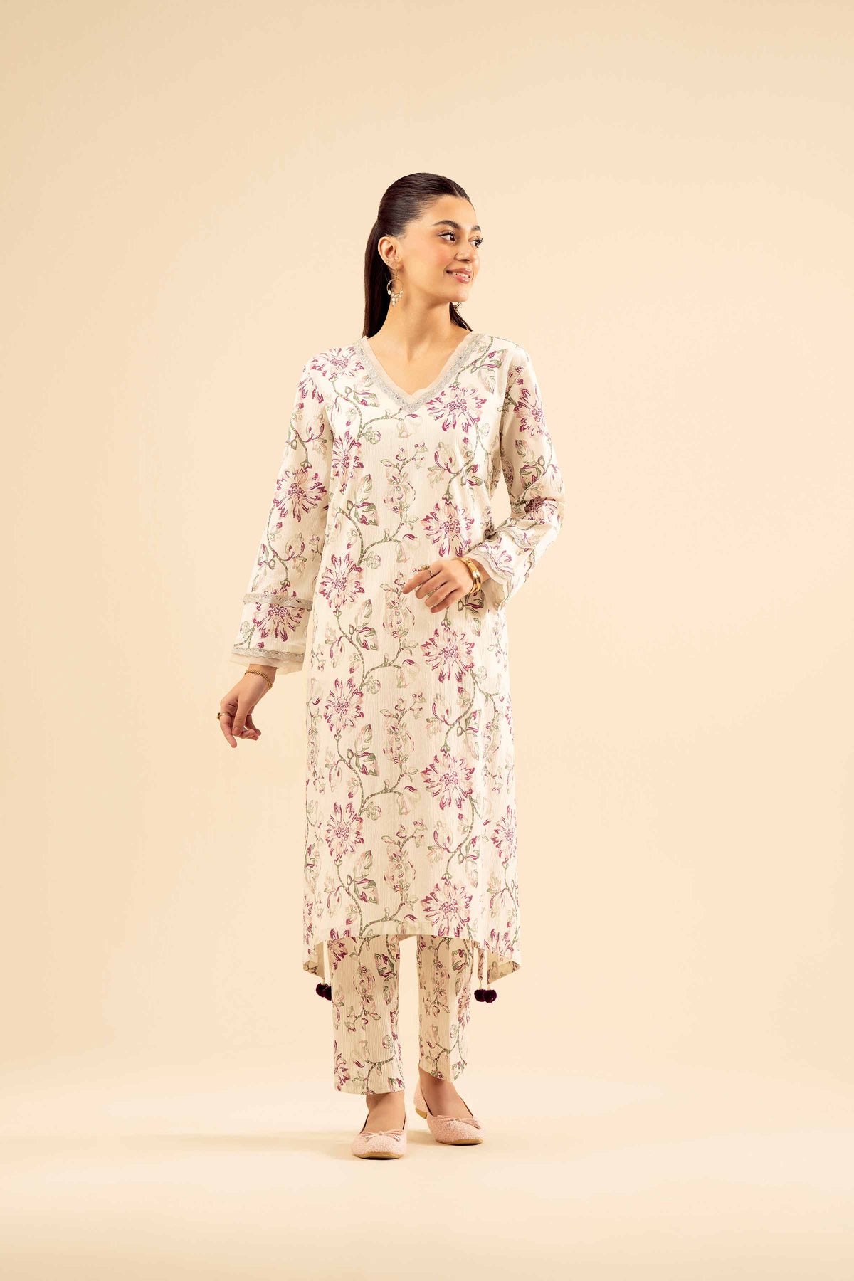 2 Piece - Basic Suit - PW25-61 White Chiffon 2PC Solids Nishat Australia