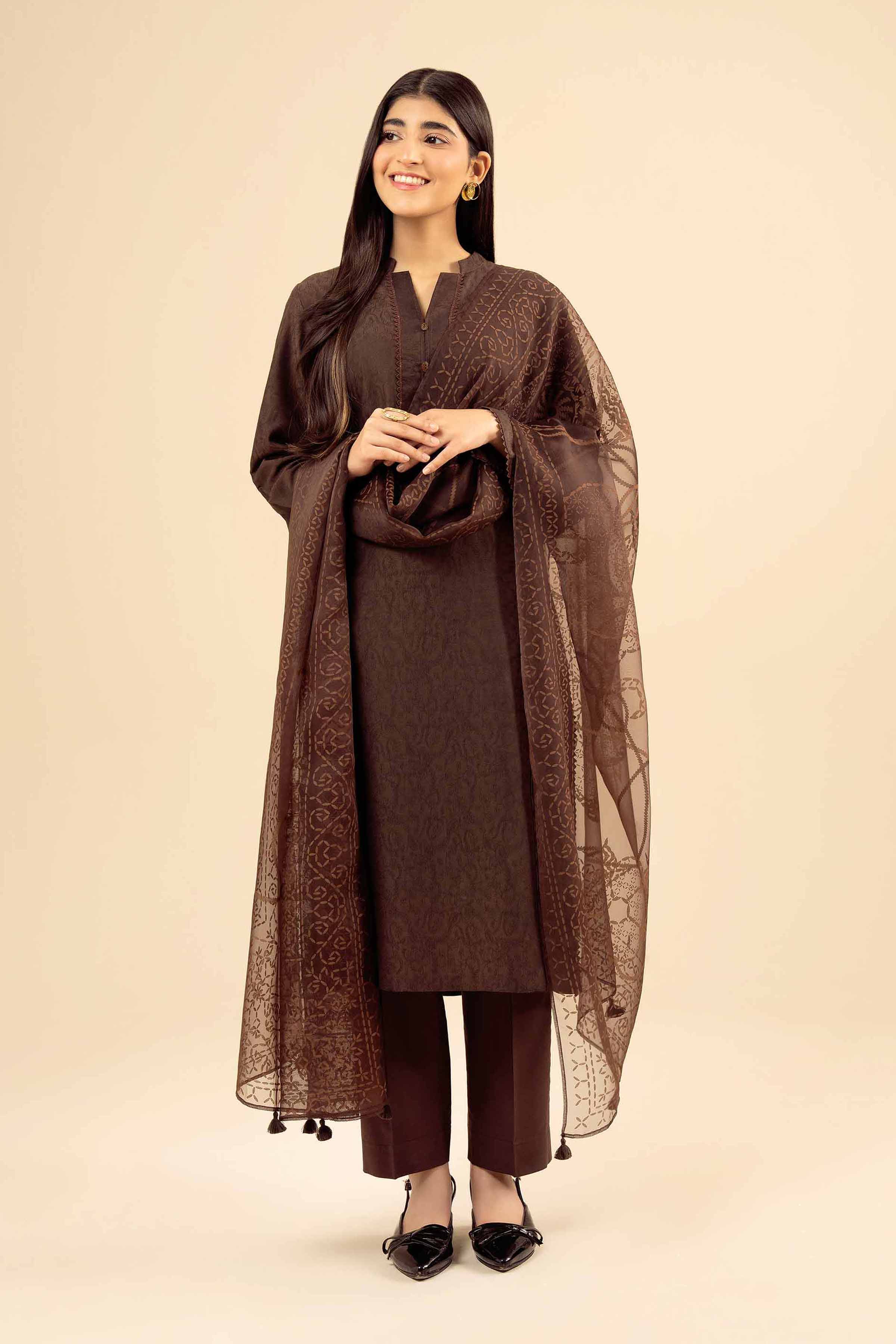 2 Piece - Basic Suit - PW25-71 READY TO WEAR Brown Jacquard 2PC Solids