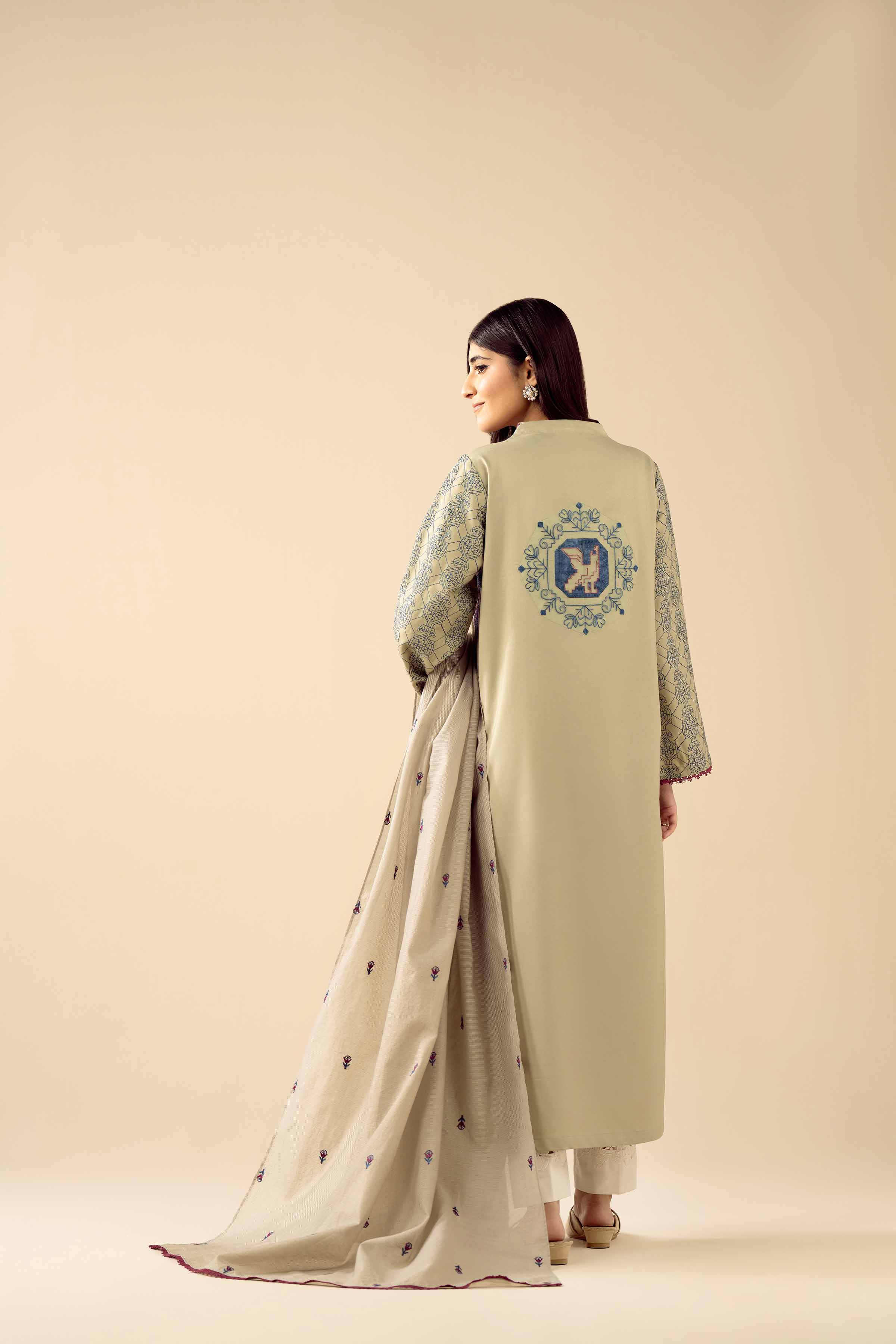 2 Piece - Embroidered Suit - PW25-77 READY TO WEAR Green Viscose 2PC Embroidered
