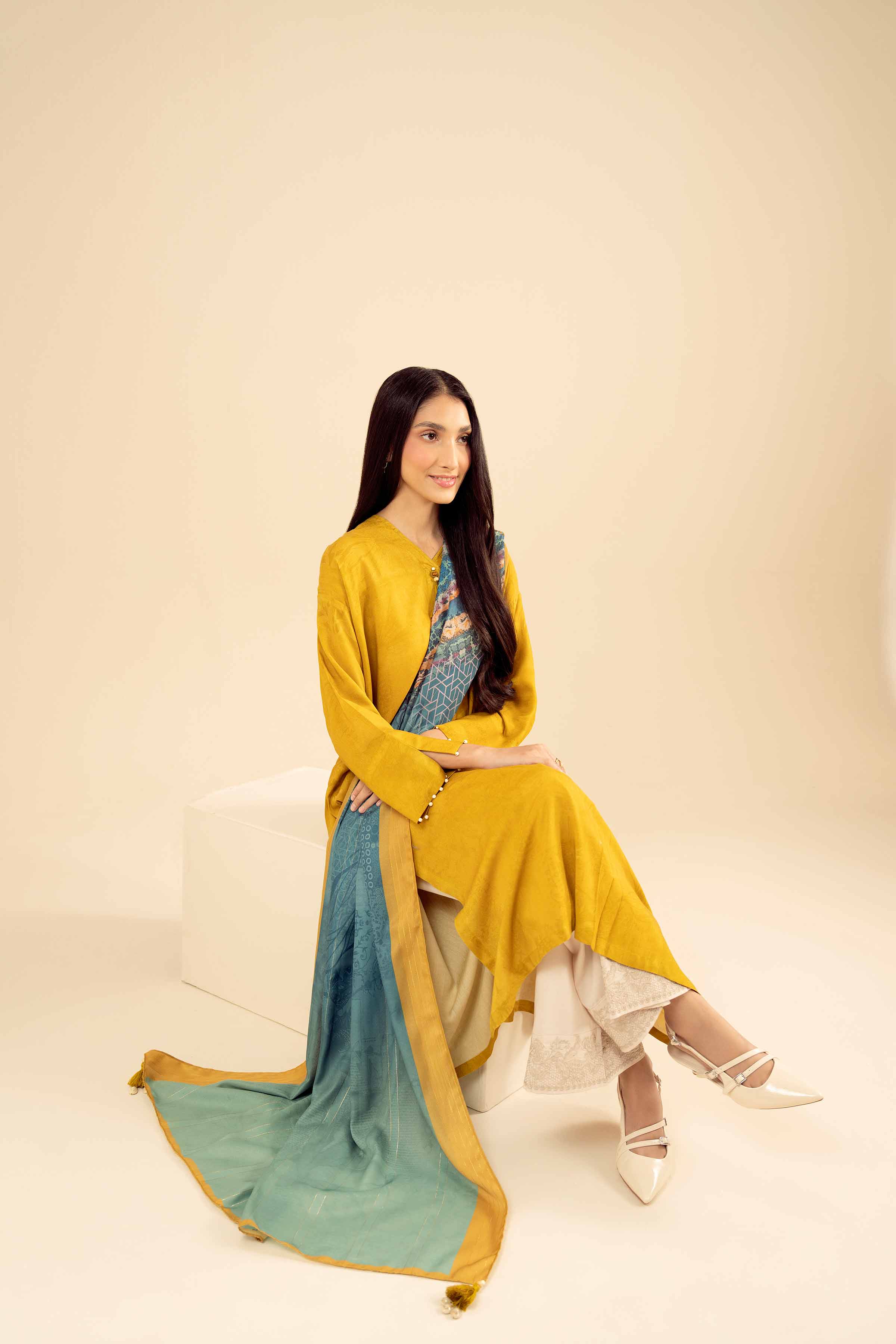 2 Piece - Printed Suit - PW25-82 READY TO WEAR Yellow Marina 2PC Printed