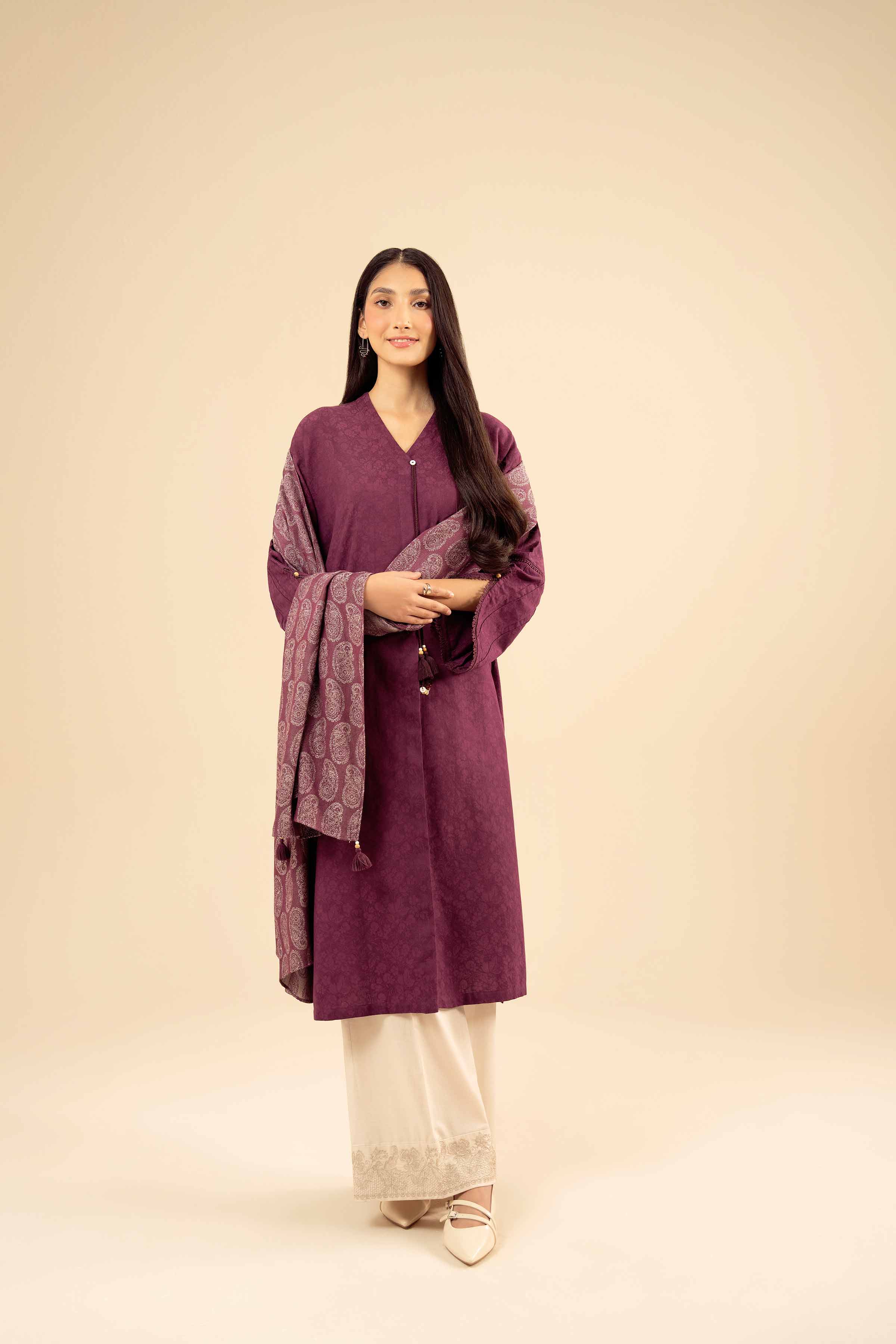 2 Piece - Basic Suit - PW25-96 READY TO WEAR Purple Jacquard 2PC Solids