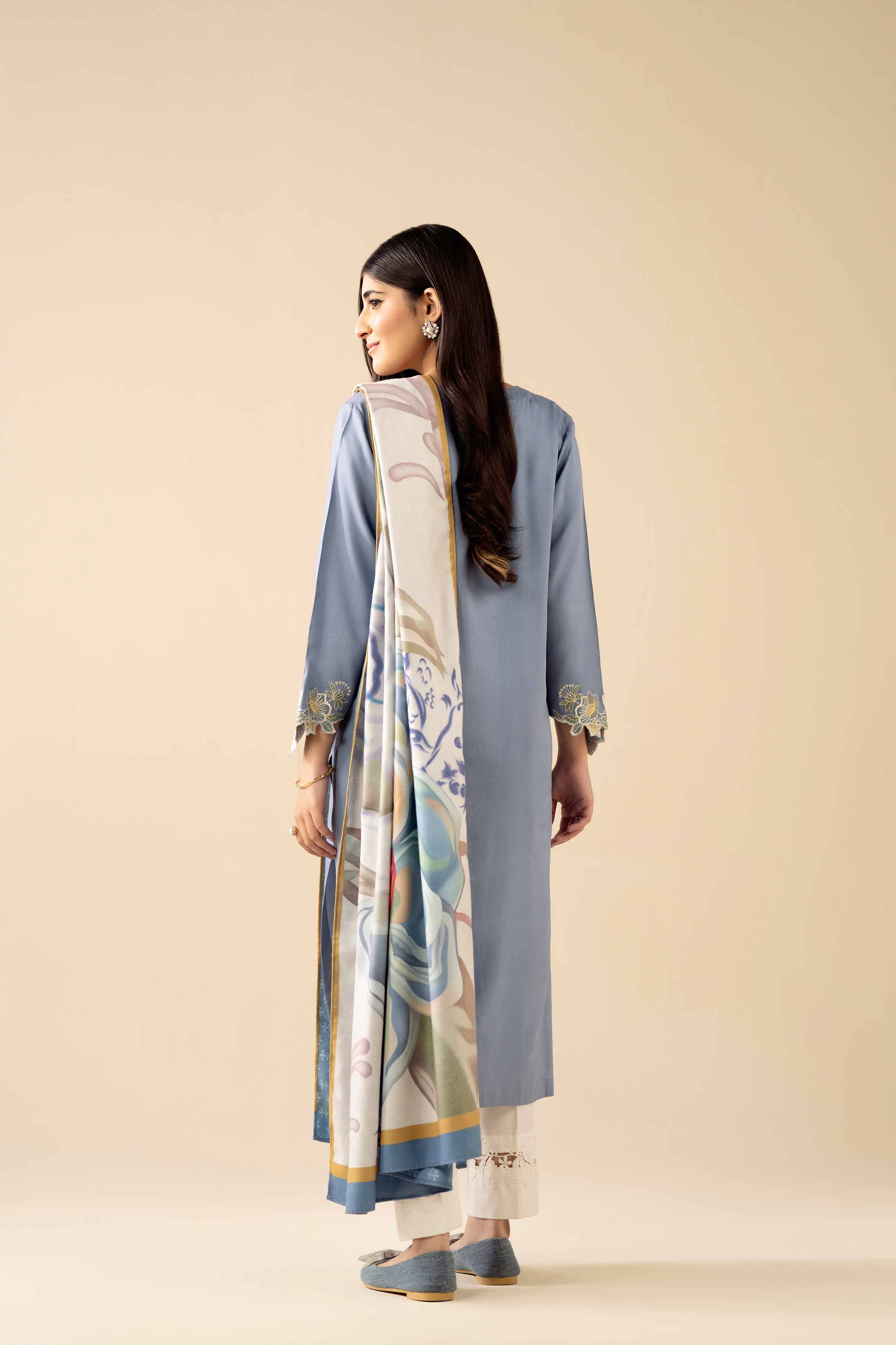 2 Piece - Embroidered Suit - PW25-98 READY TO WEAR Blue Marina 2PC Embroidered