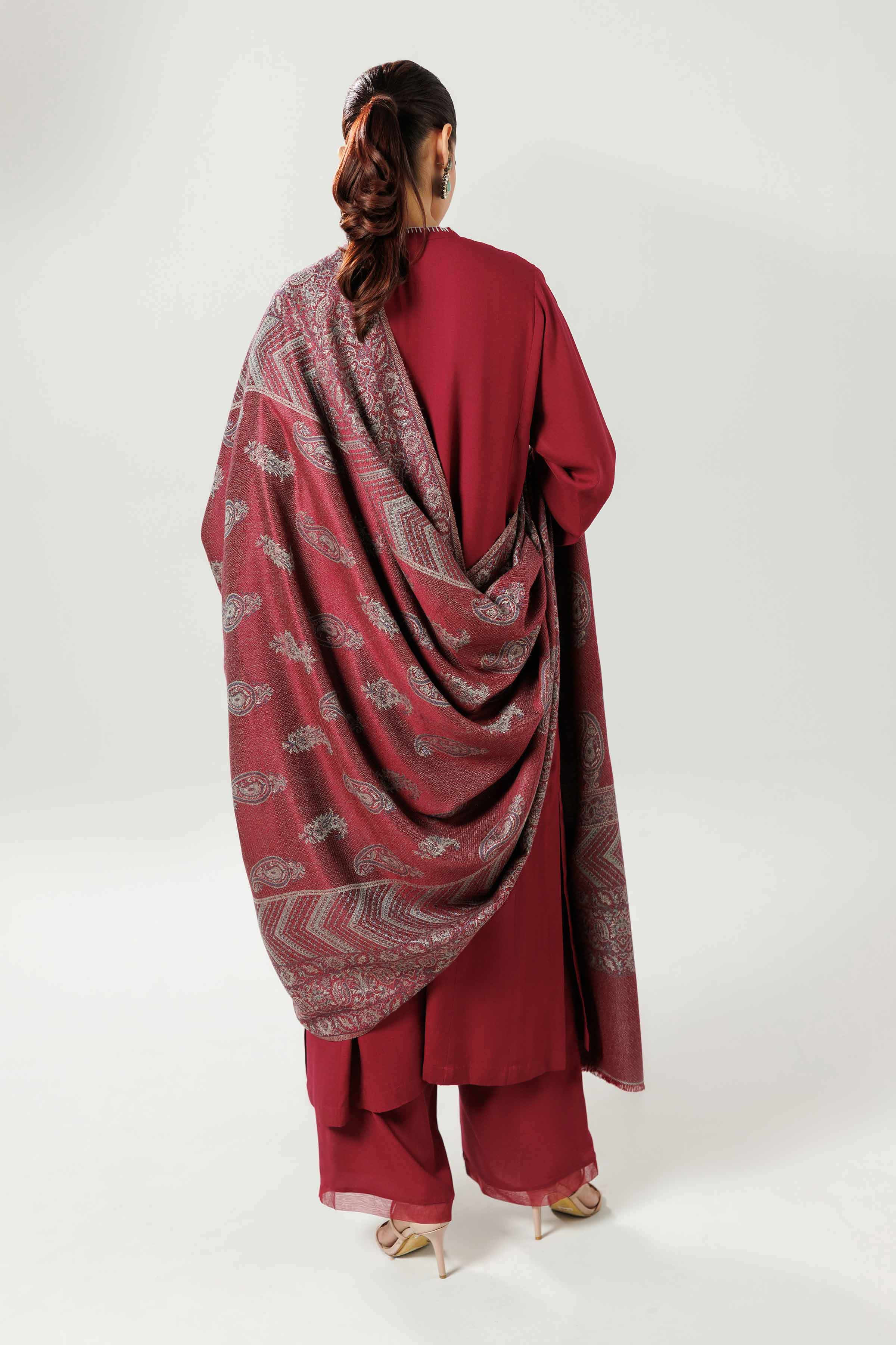 3 Piece - Basic Suit - KFW25-174 READY TO WEAR - LUXURY Maroon Linen 3PC Solids