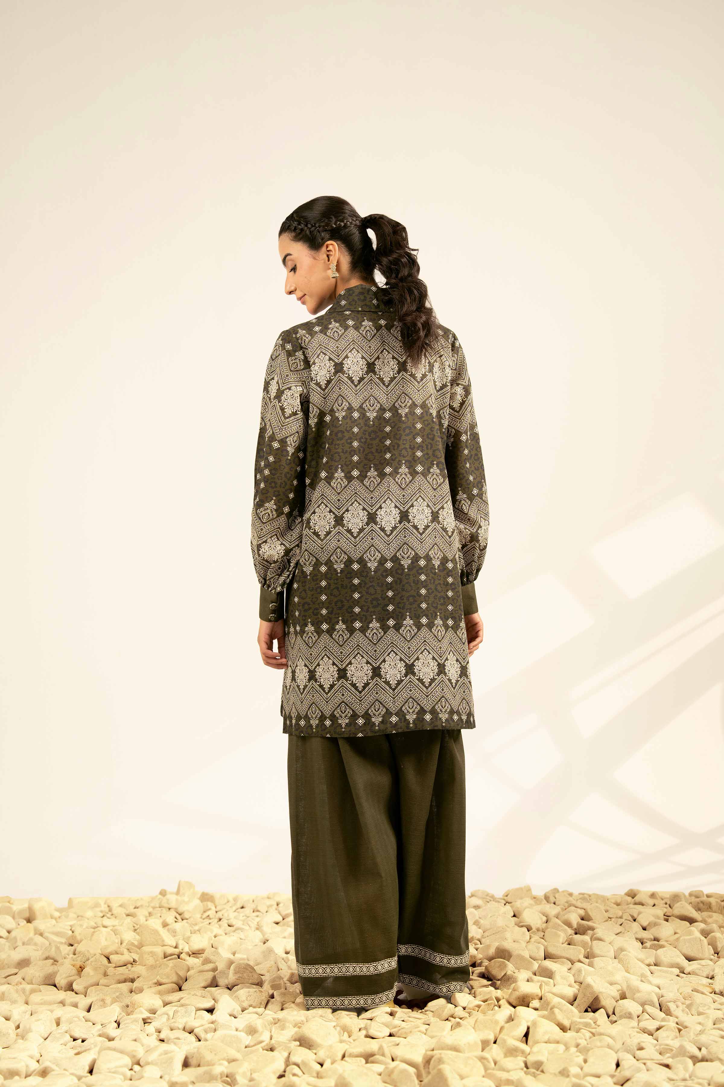 2 Piece - Printed Suit - 42502324 Unstitched Green Khaddar 2PC Printed