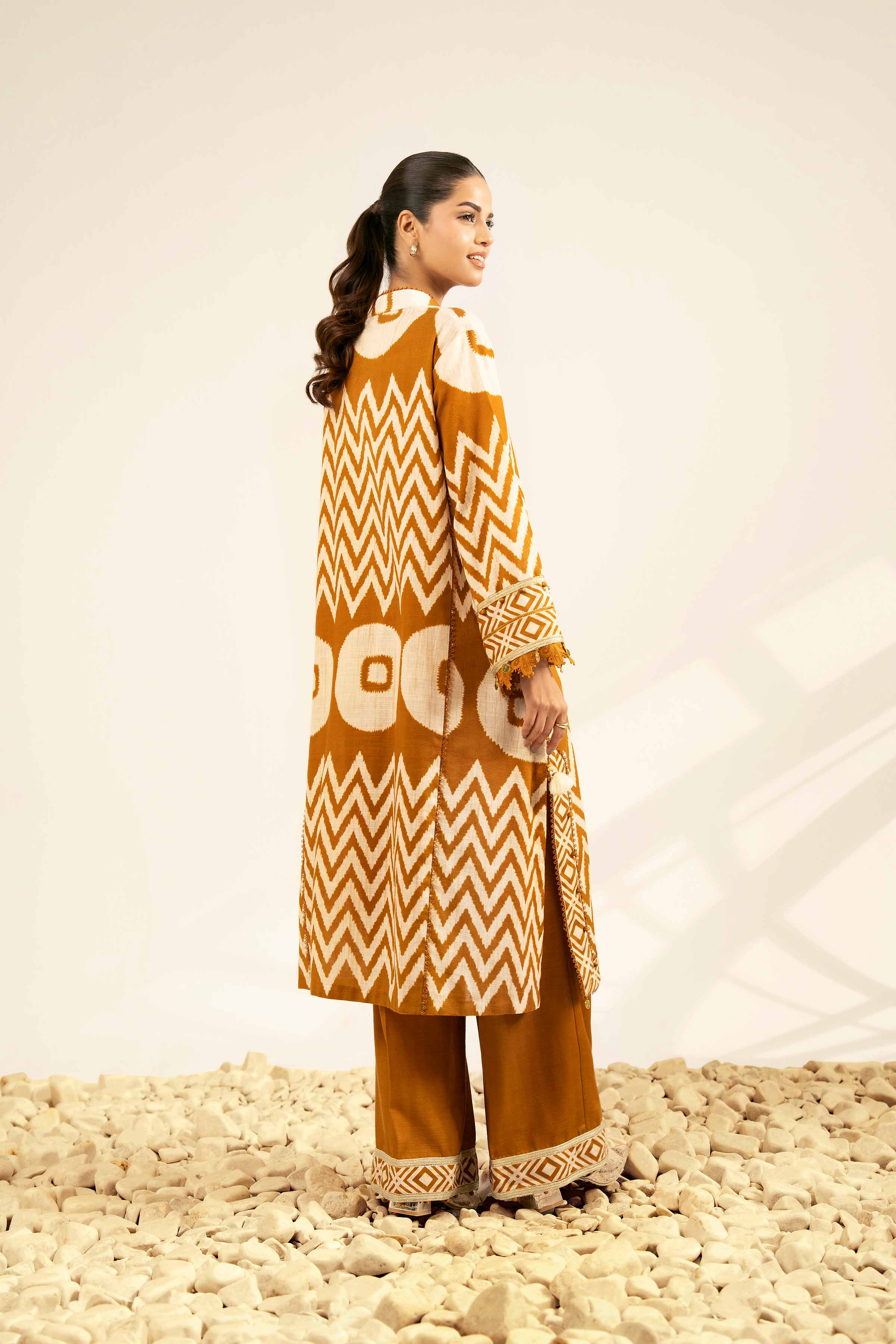 2 Piece - Printed Suit - 42502327 Unstitched Brown Khaddar 2PC Printed